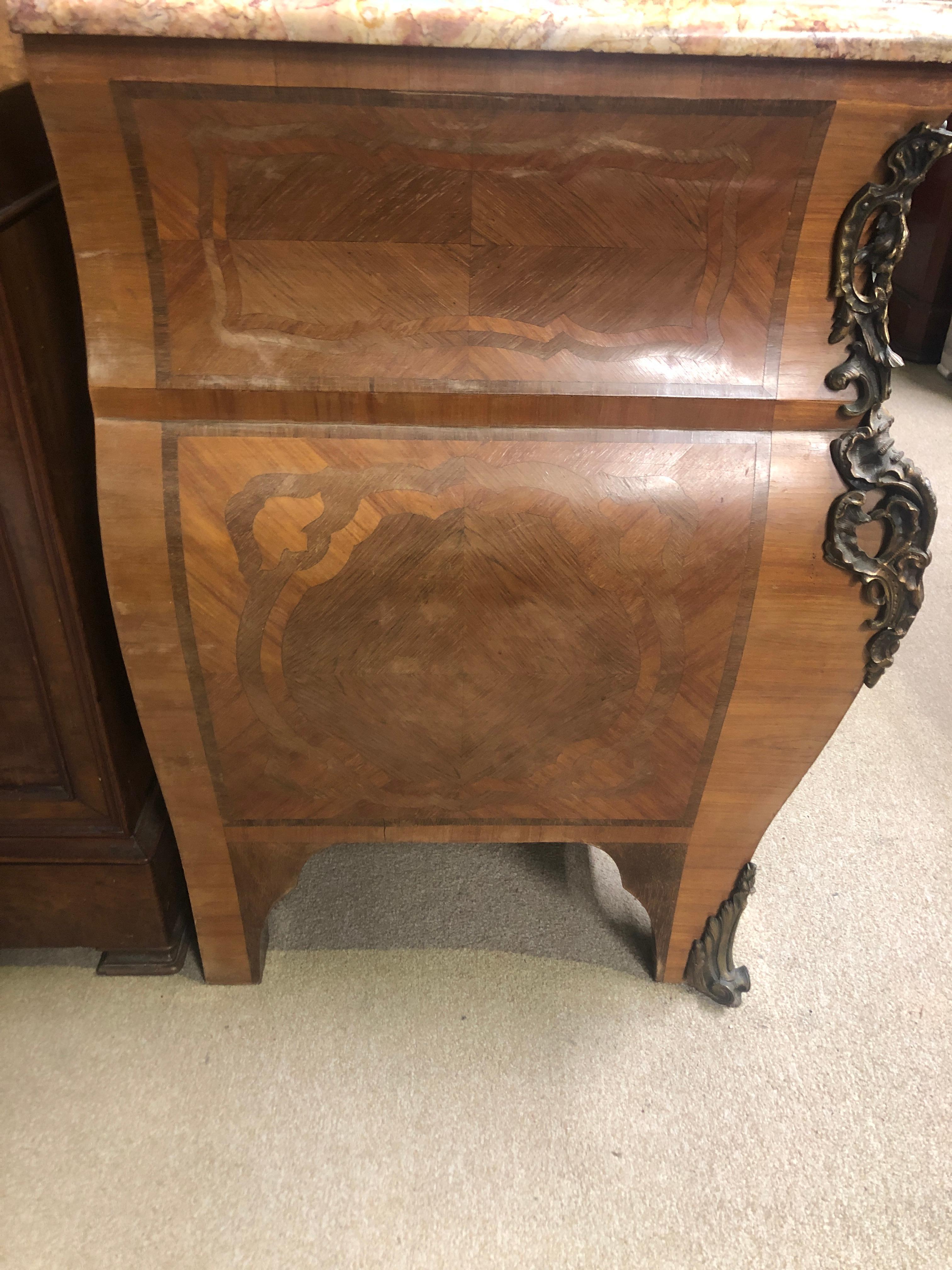 French 19th Century Louis XV Purple Ebony Chest of Drawers with Marble Top, 1880s