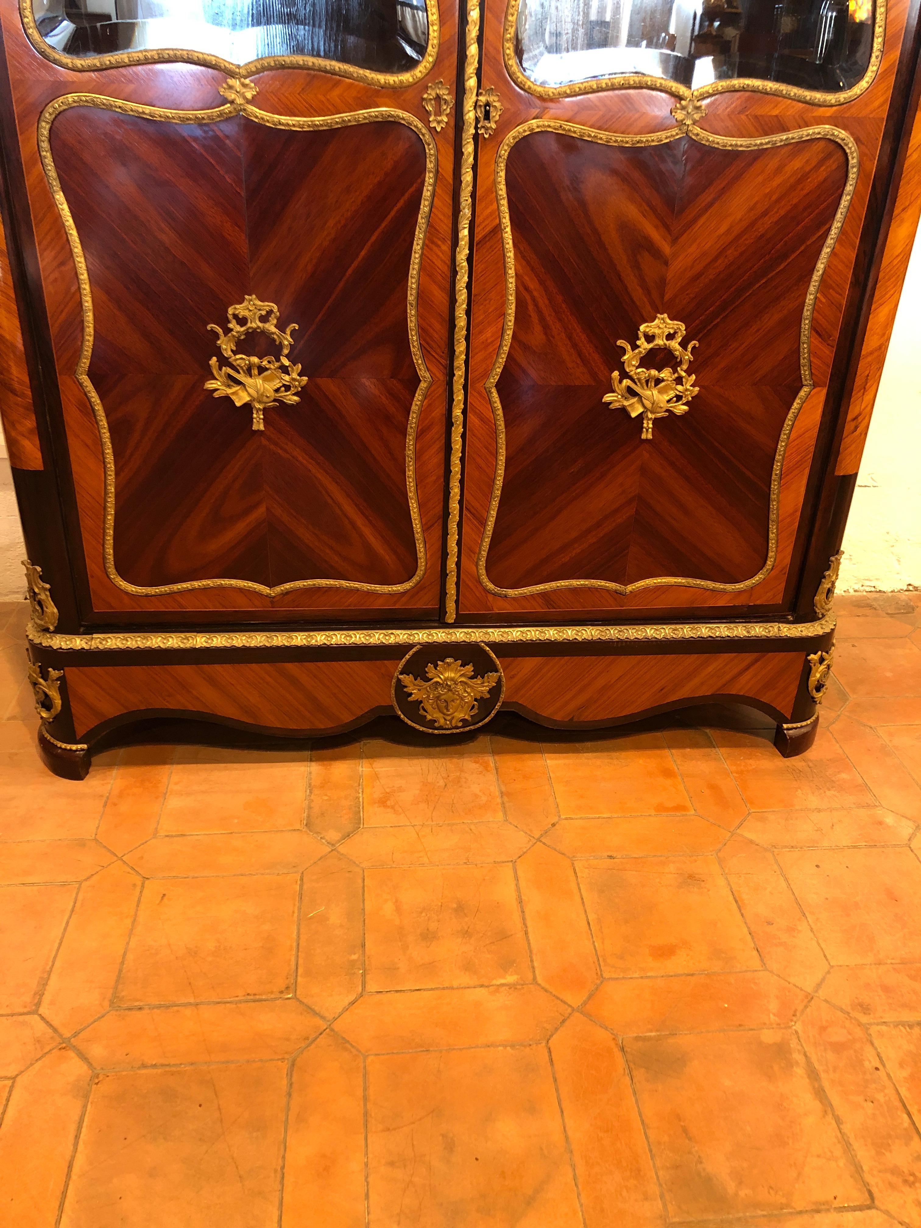 19th Century Louis XV French Rosewood Cabinet, 1840s In Good Condition In Roma, RM
