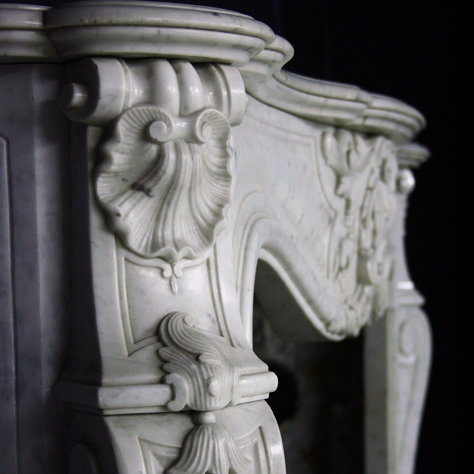 European 19th Century Louis XV Sicilian Marble Chimneypiece For Sale