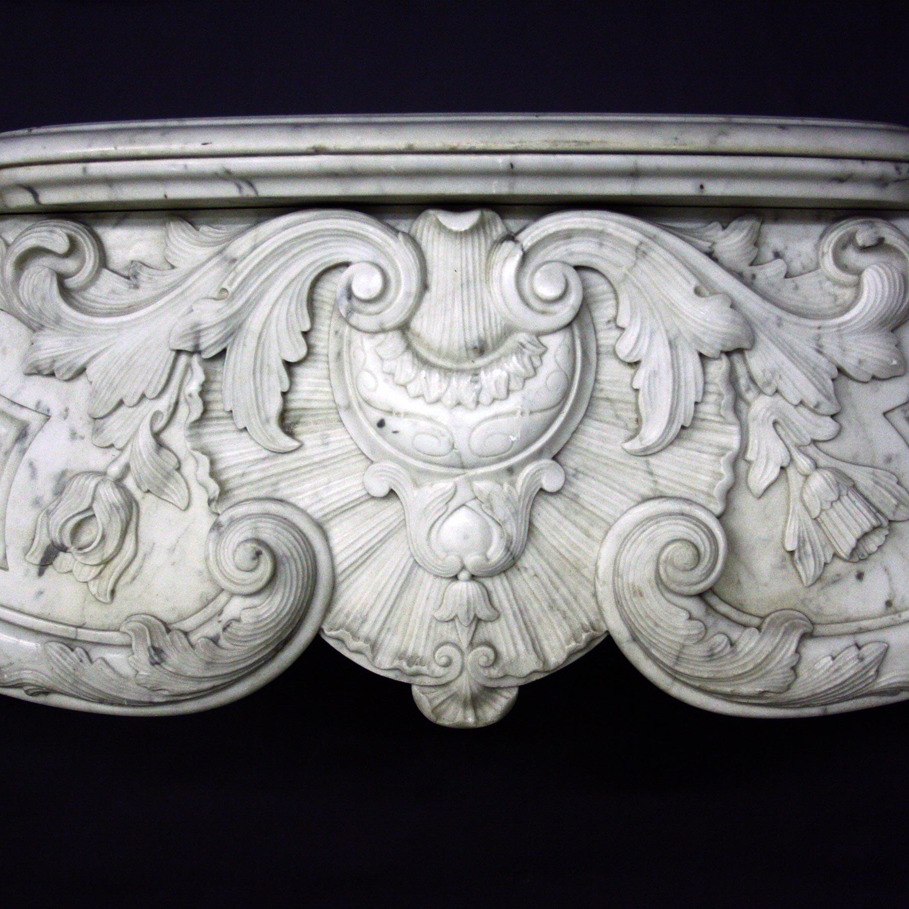 19th Century Louis XV Sicilian Marble Chimneypiece In Good Condition For Sale In Bagshot, GB