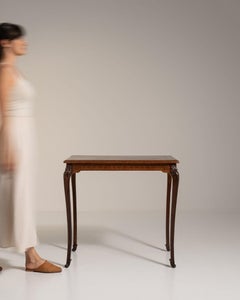 19th Century Louis XV Side Table, Dark Walnut with Marquetry Inlay