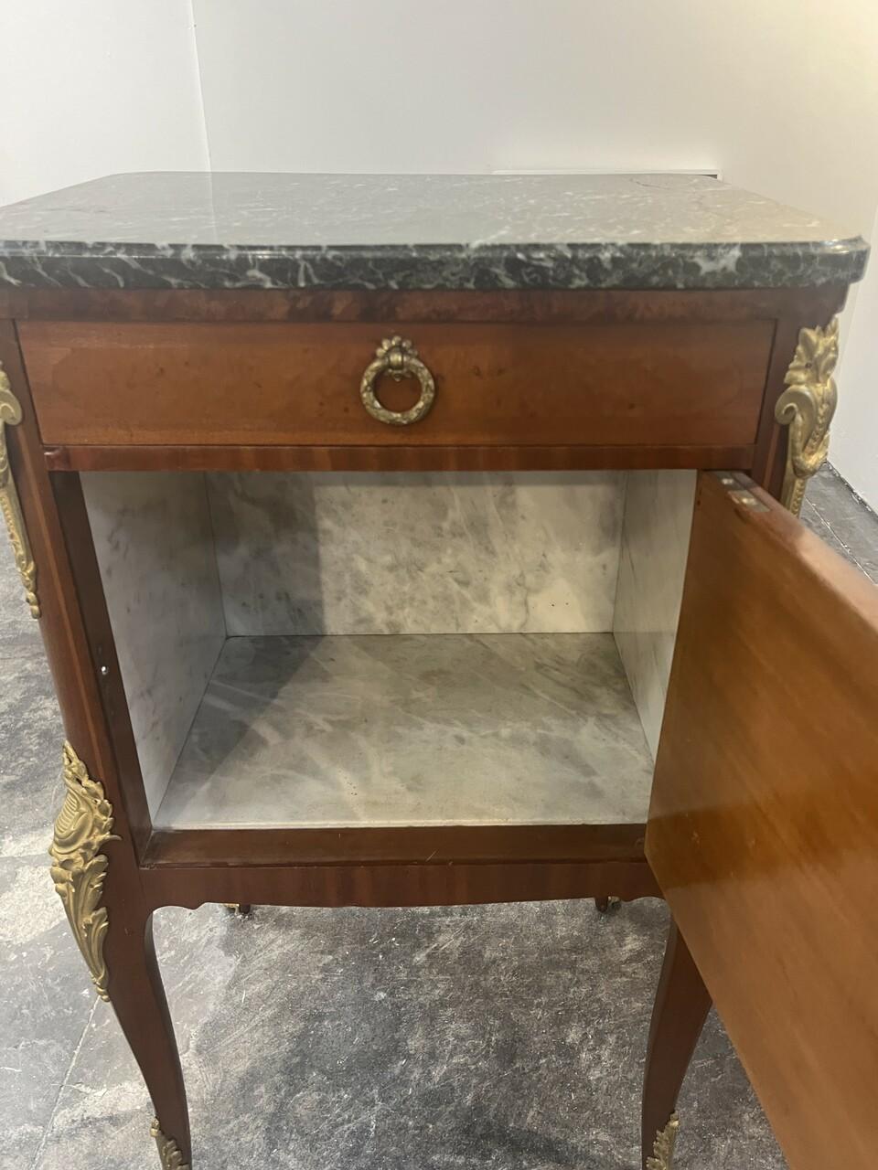 Bronze 19th Century Louis XV Side Table Nightstand For Sale