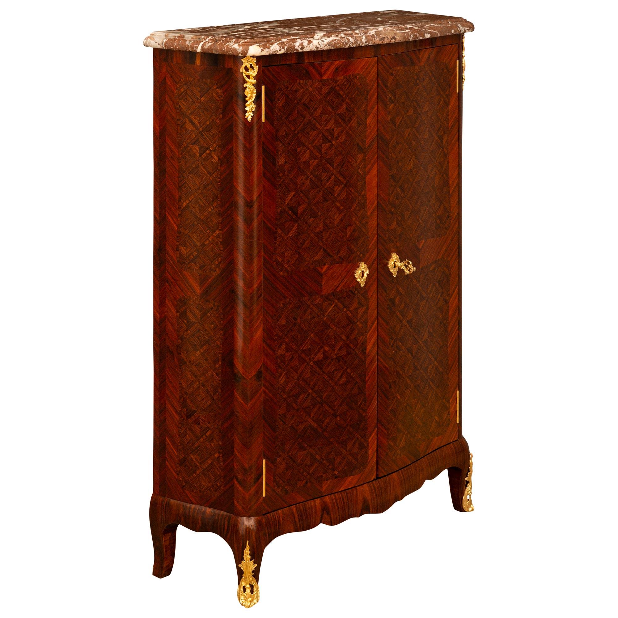 19th century Louis XV st. Kingwood and Rouge Royal marble cabinets In Good Condition For Sale In West Palm Beach, FL