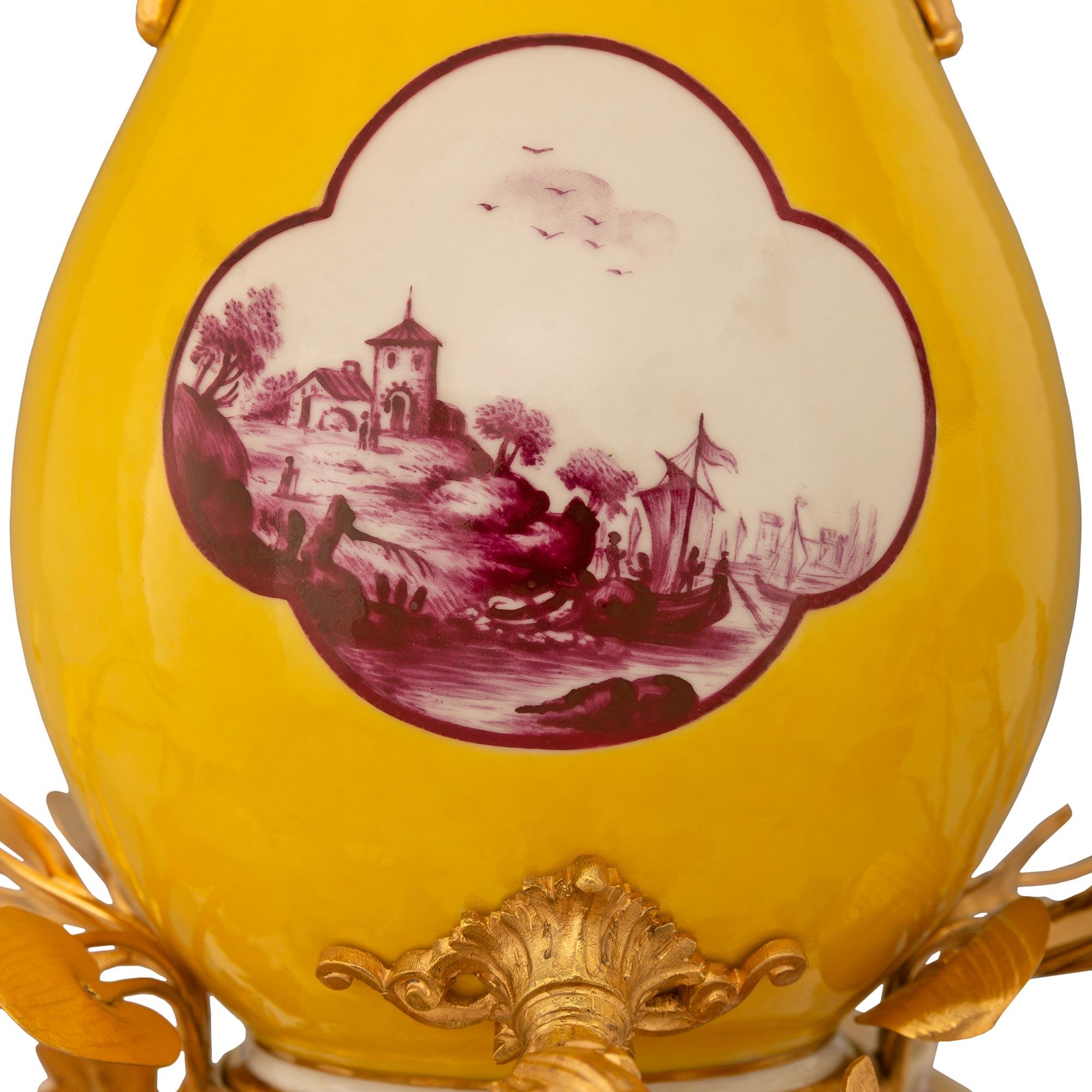 Fontaine de table en porcelaine de Meissen et orfèvrerie du 19ème siècle de style Louis XV en vente 2