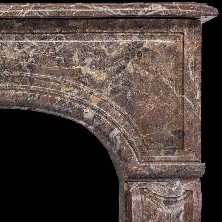 19th Century, Louis XV Style Antique Fireplace Mantel in Rouge Royal Marble In Good Condition For Sale In Southall, GB