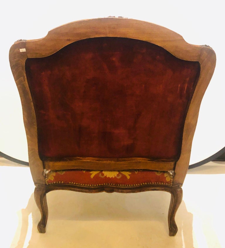 19th Century Louis XV Style Armchair Bergere Petite and Gros Point Upholstery For Sale 3