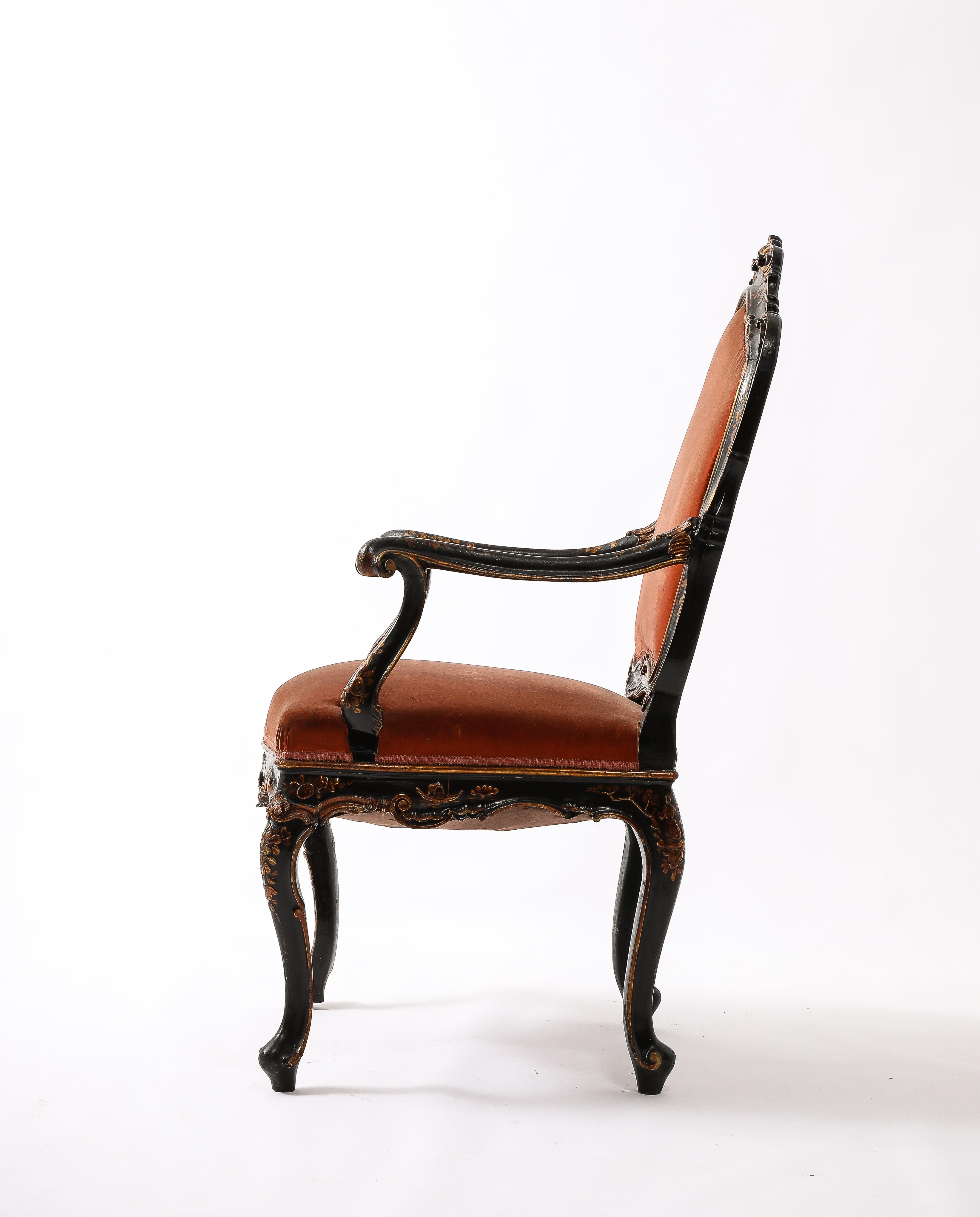 19th Century Louis XV Style Baroque Chairs in Velvet Upholstery, France 1900's For Sale 5