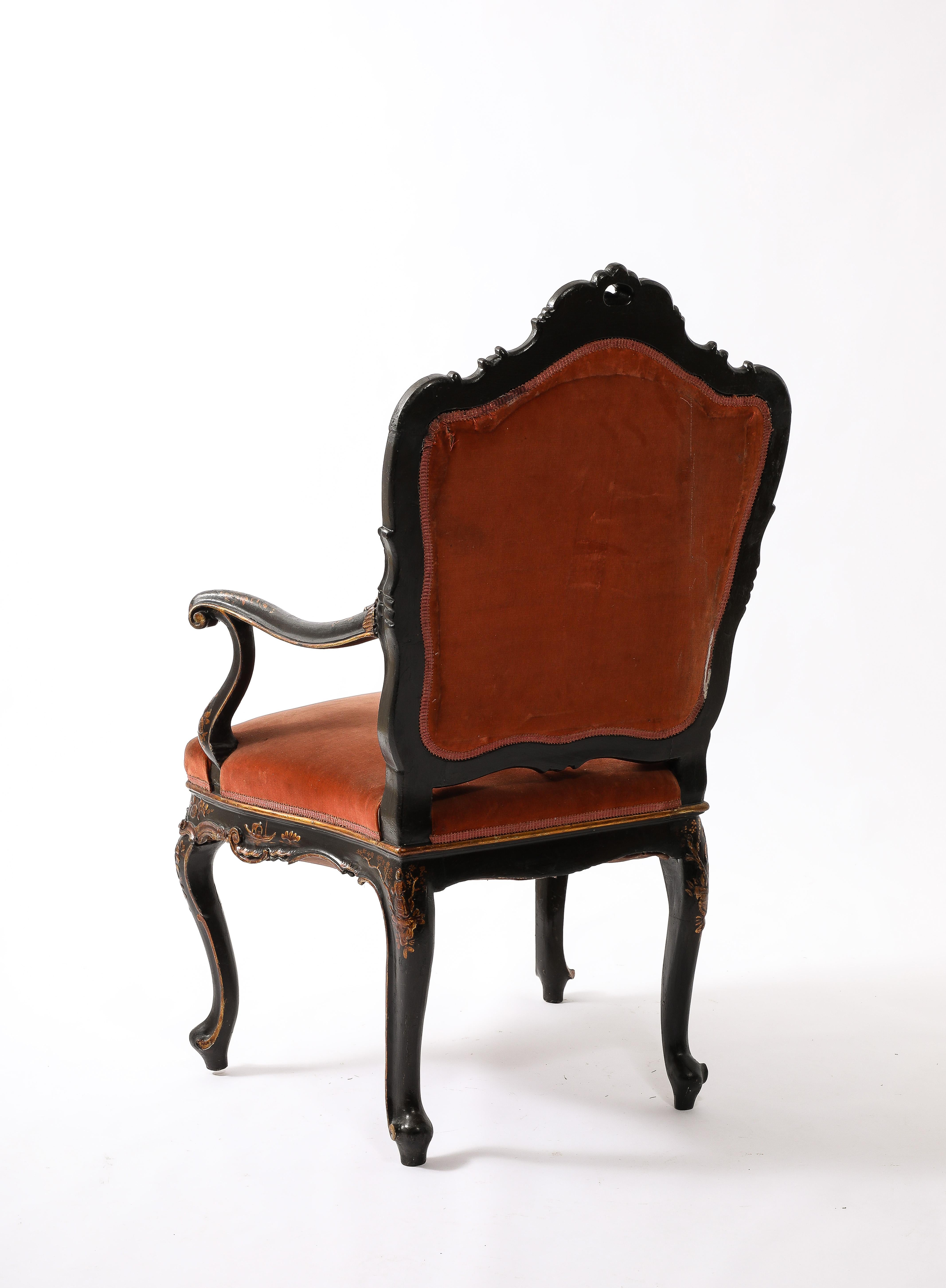19th Century Louis XV Style Baroque Chairs in Velvet Upholstery, France 1900's For Sale 6