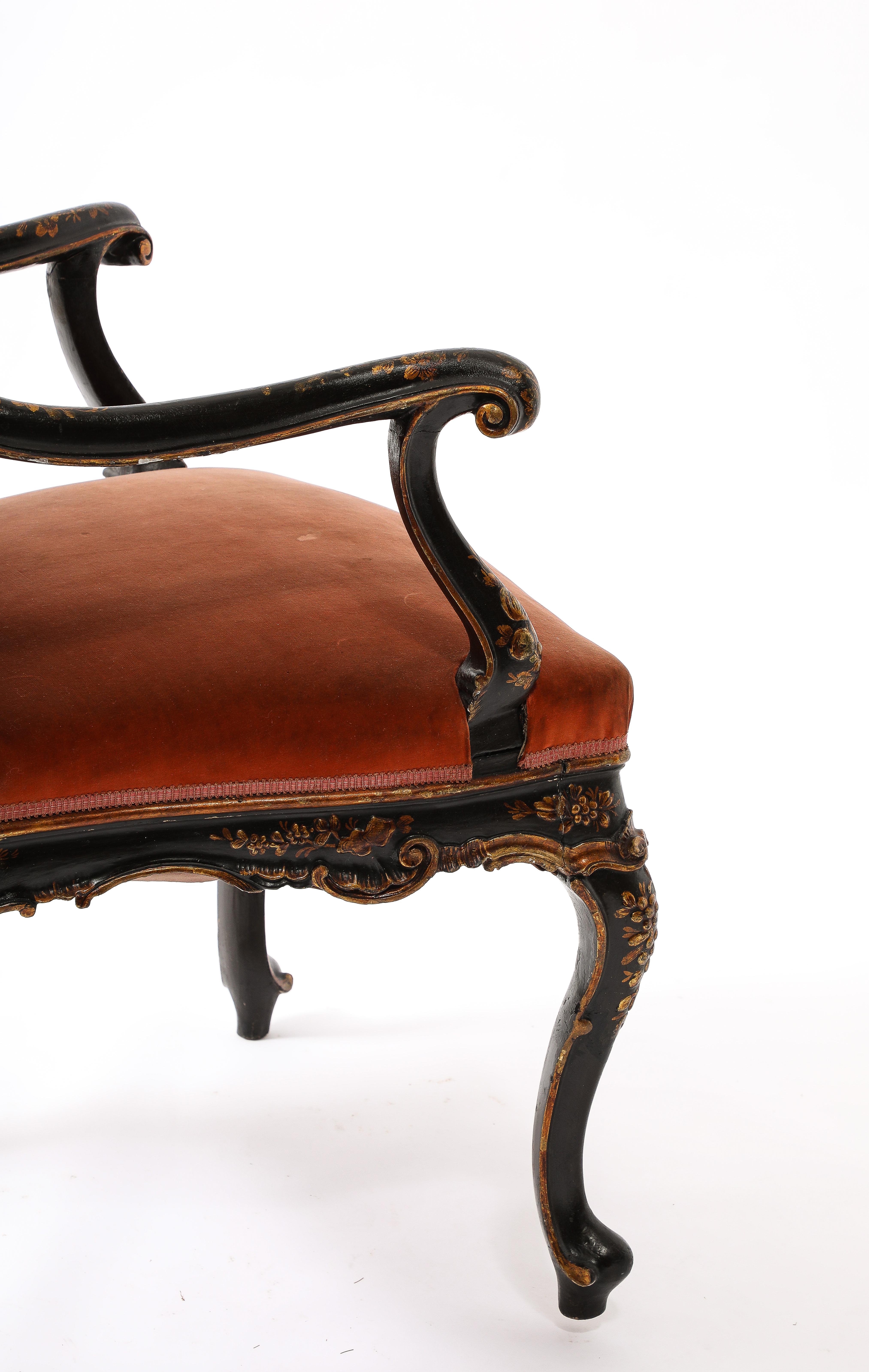 19th Century Louis XV Style Baroque Chairs in Velvet Upholstery, France 1900's For Sale 8