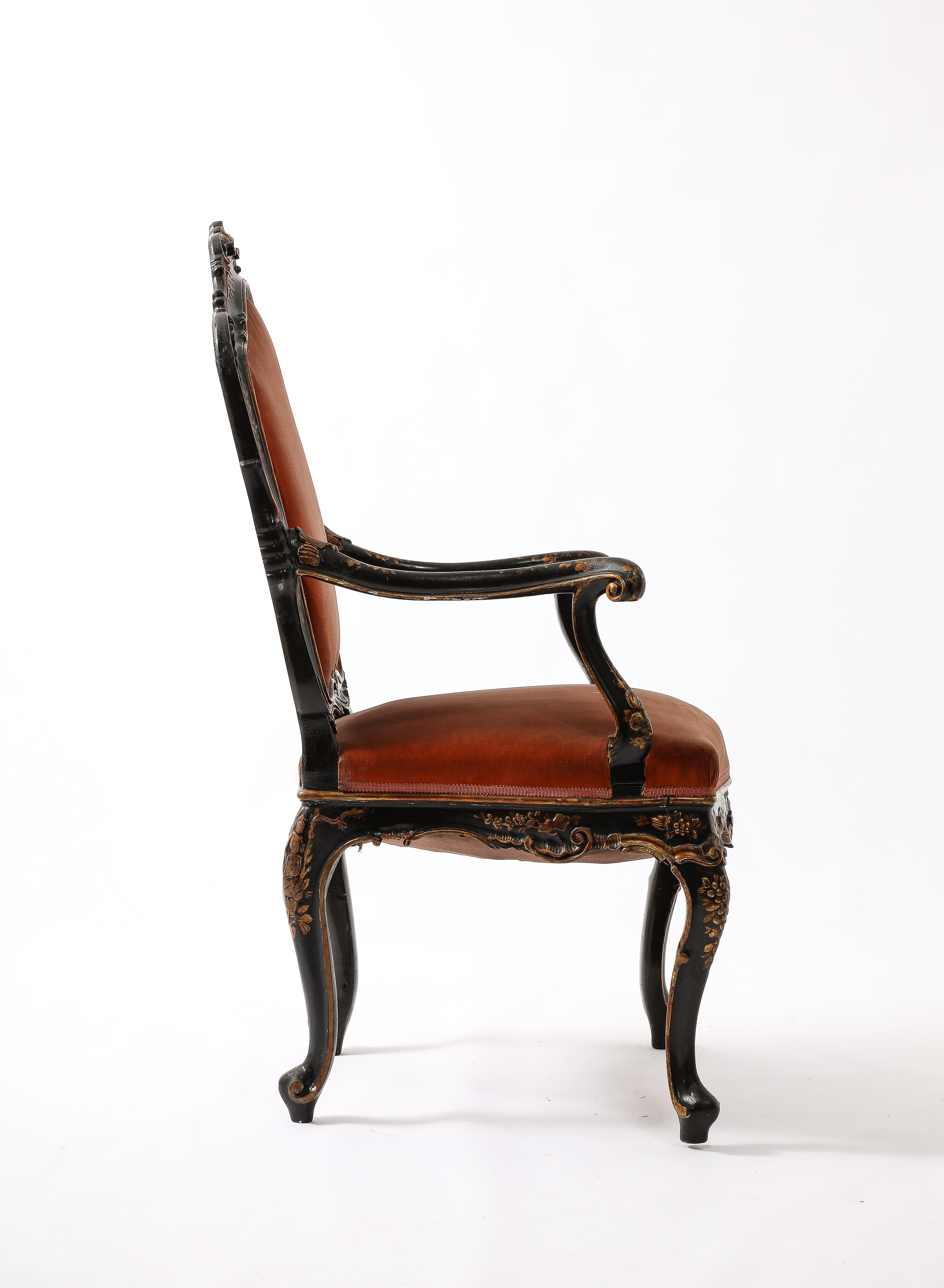 19th Century Louis XV Style Baroque Chairs in Velvet Upholstery, France 1900's For Sale 10