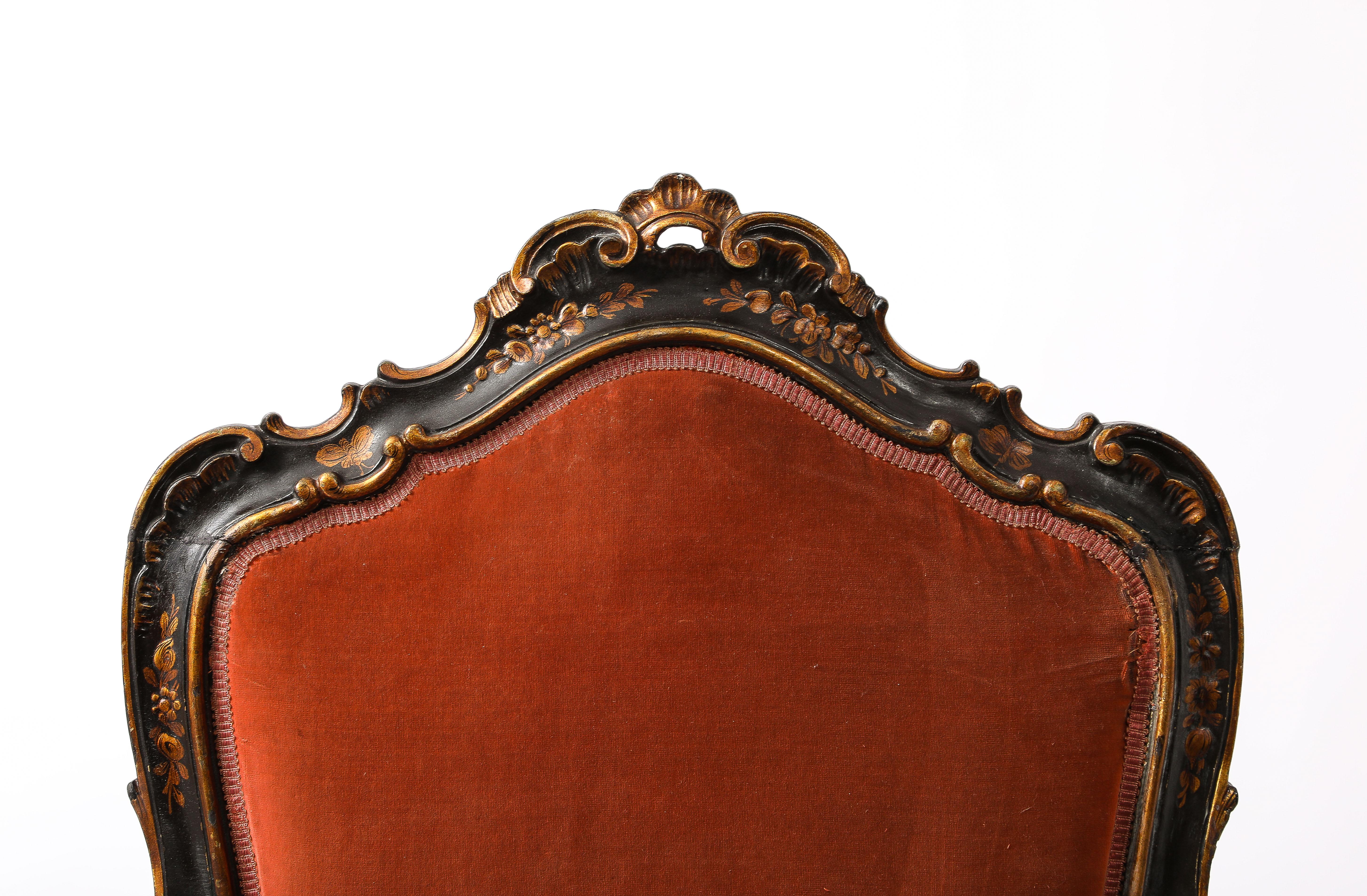 French 19th Century Louis XV Style Baroque Chairs in Velvet Upholstery, France 1900's For Sale