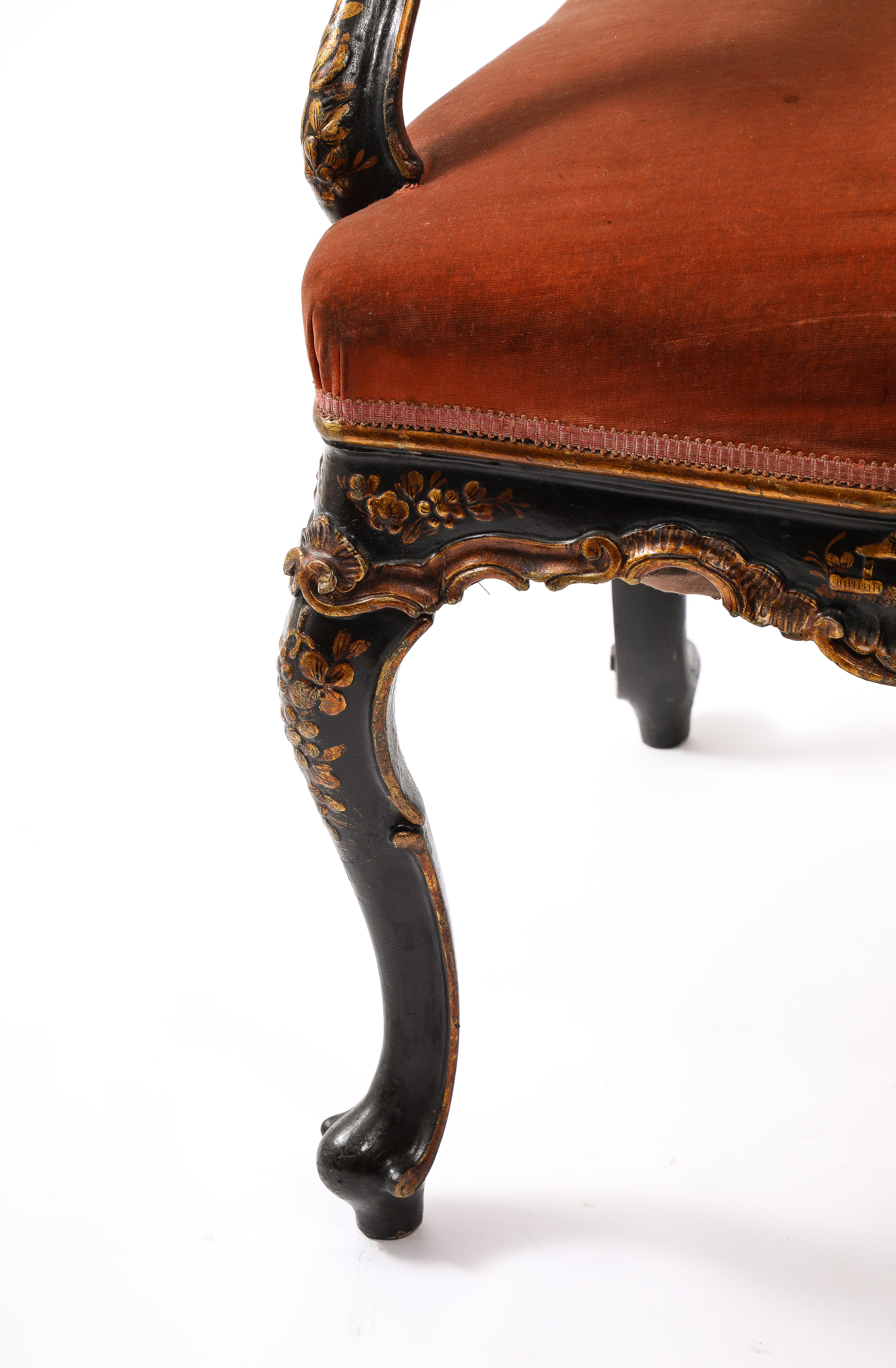 19th Century Louis XV Style Baroque Chairs in Velvet Upholstery, France 1900's In Good Condition For Sale In New York, NY