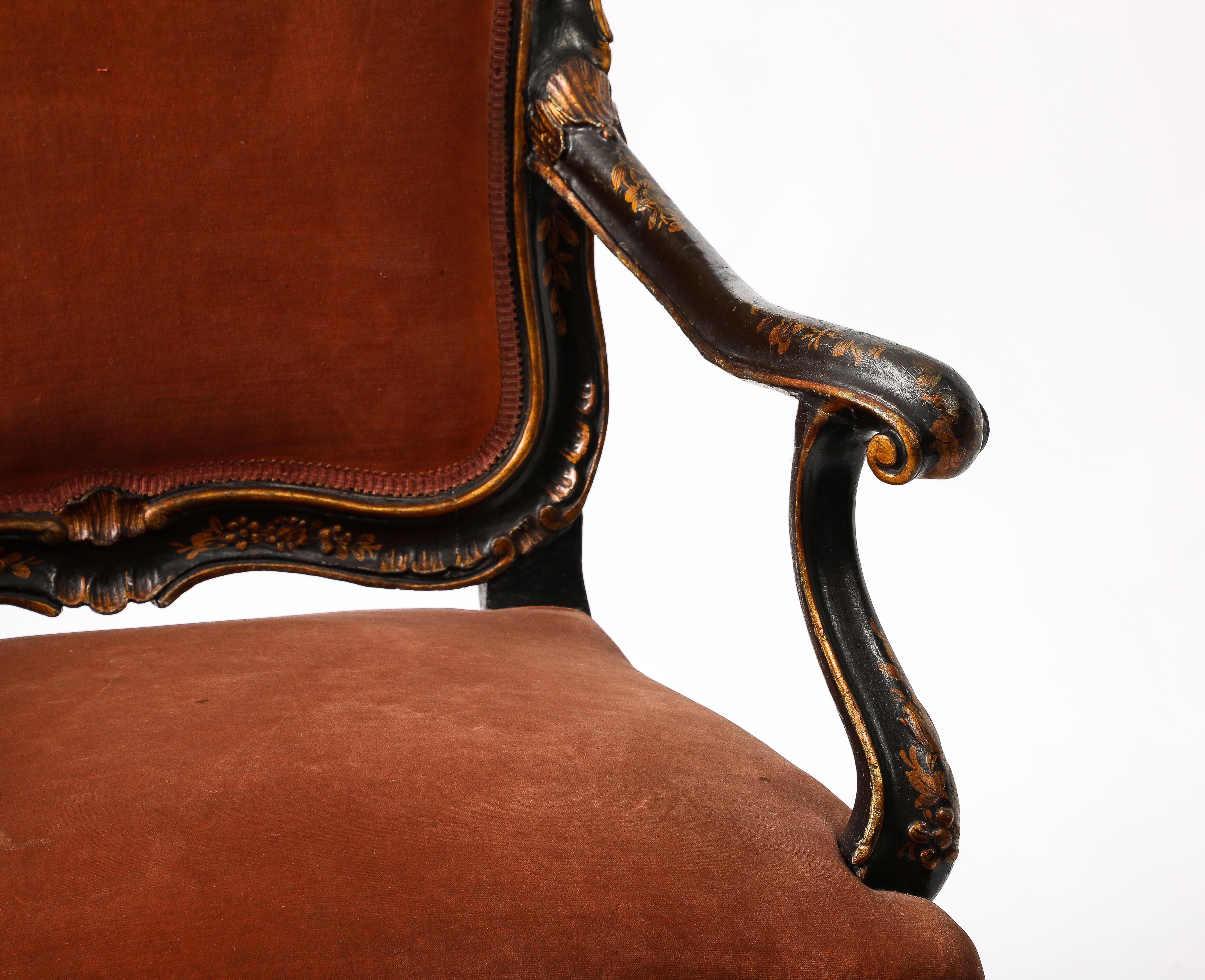 19th Century Louis XV Style Baroque Chairs in Velvet Upholstery, France 1900's For Sale 1