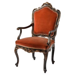 Chaises baroques de style Louis XV du 19e siècle, tapissées de velours, France, années 1900