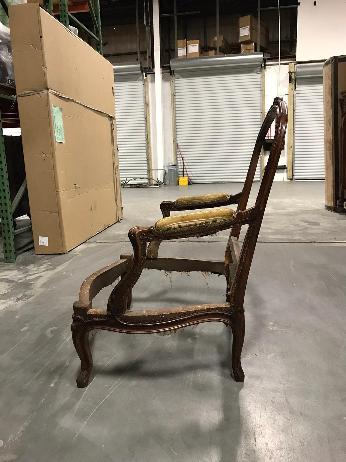 19th Century Louis XV Style Bergère Chair Frame In Good Condition In Atlanta, GA