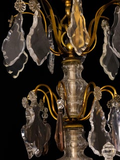 19th Century Louis XV Style Bronze Chandelier with Crystal Pendants