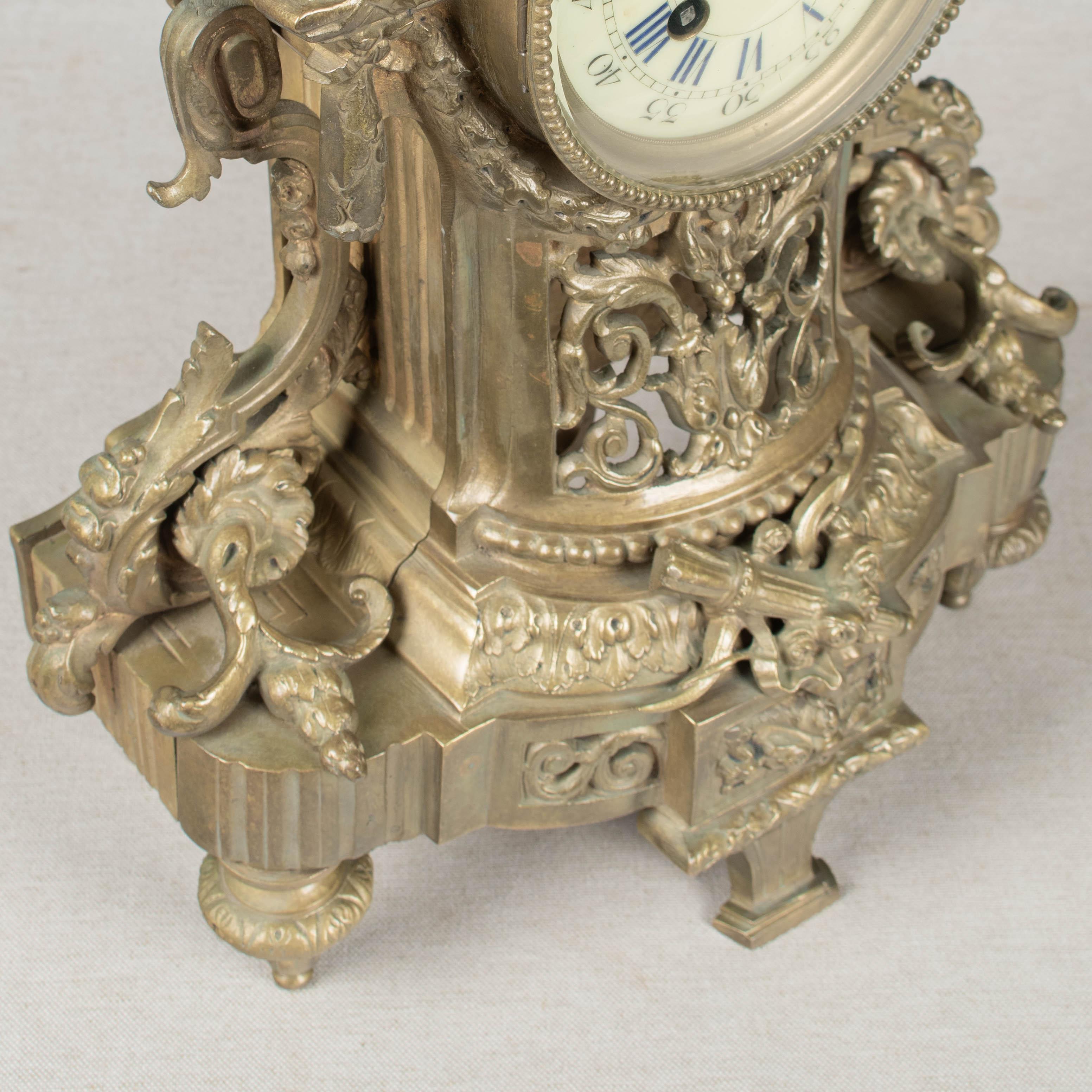 19th Century Louis XV Style Bronze Mantle Clock For Sale 9