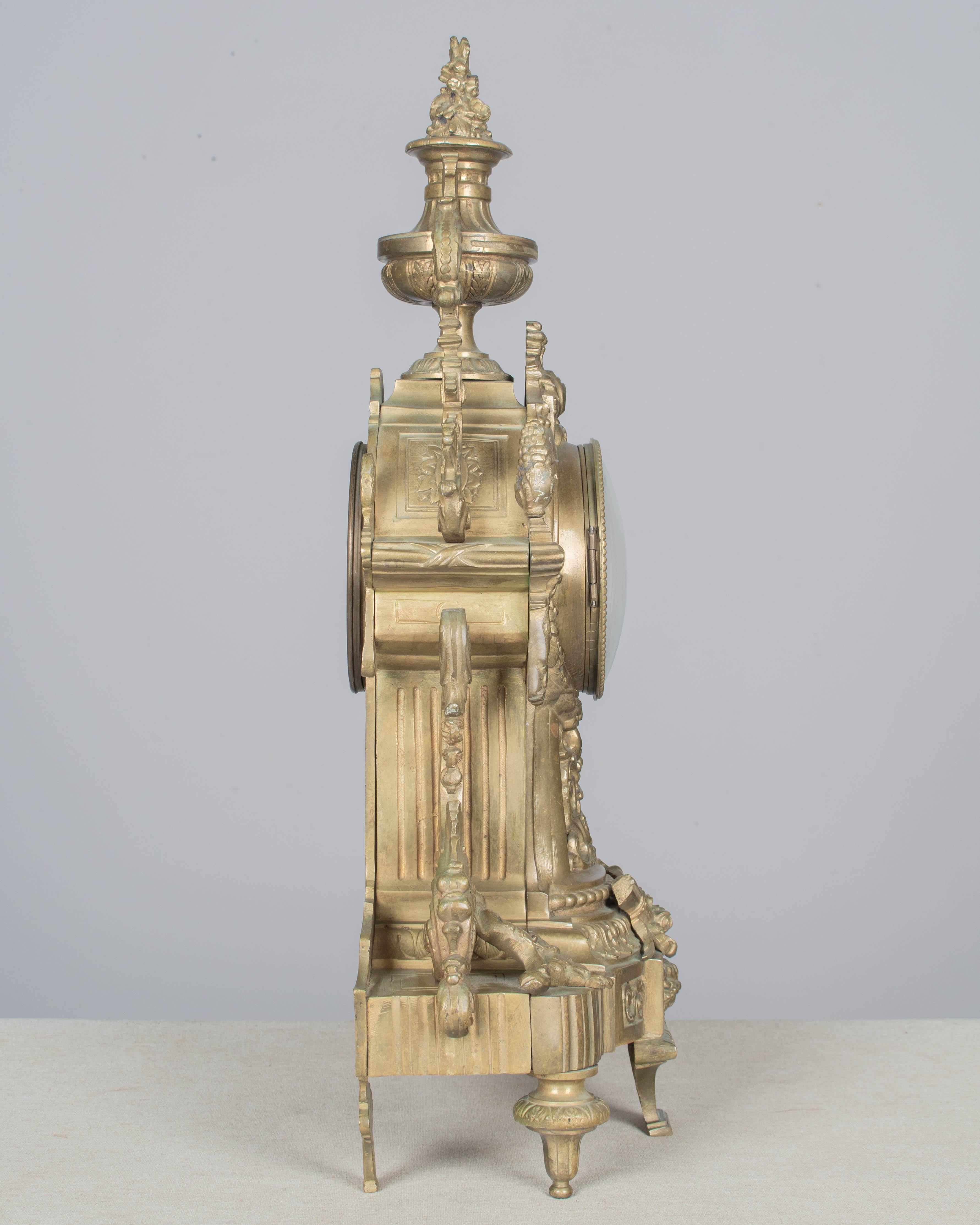 19th Century Louis XV Style Bronze Mantle Clock For Sale 2