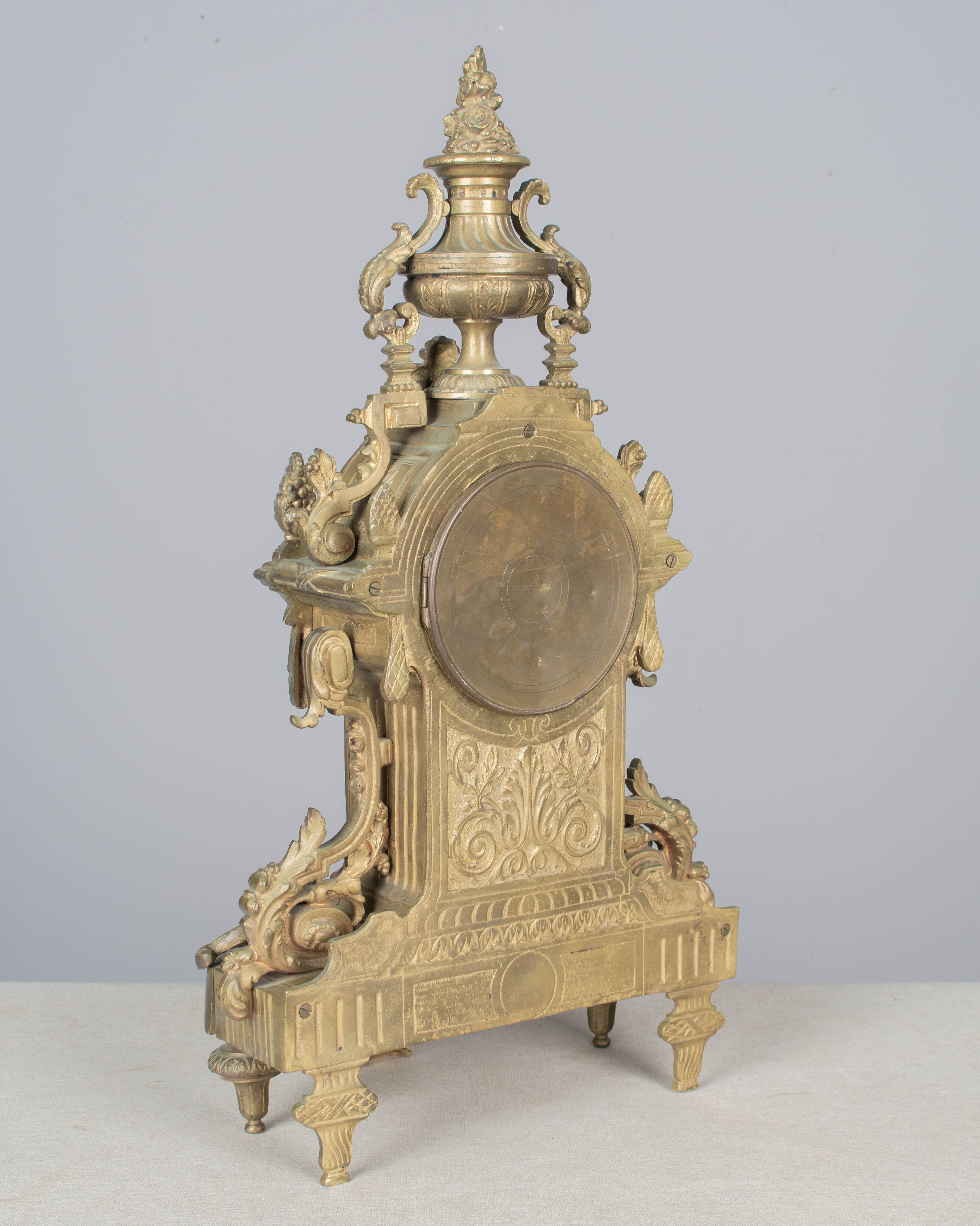 19th Century Louis XV Style Bronze Mantle Clock For Sale 4