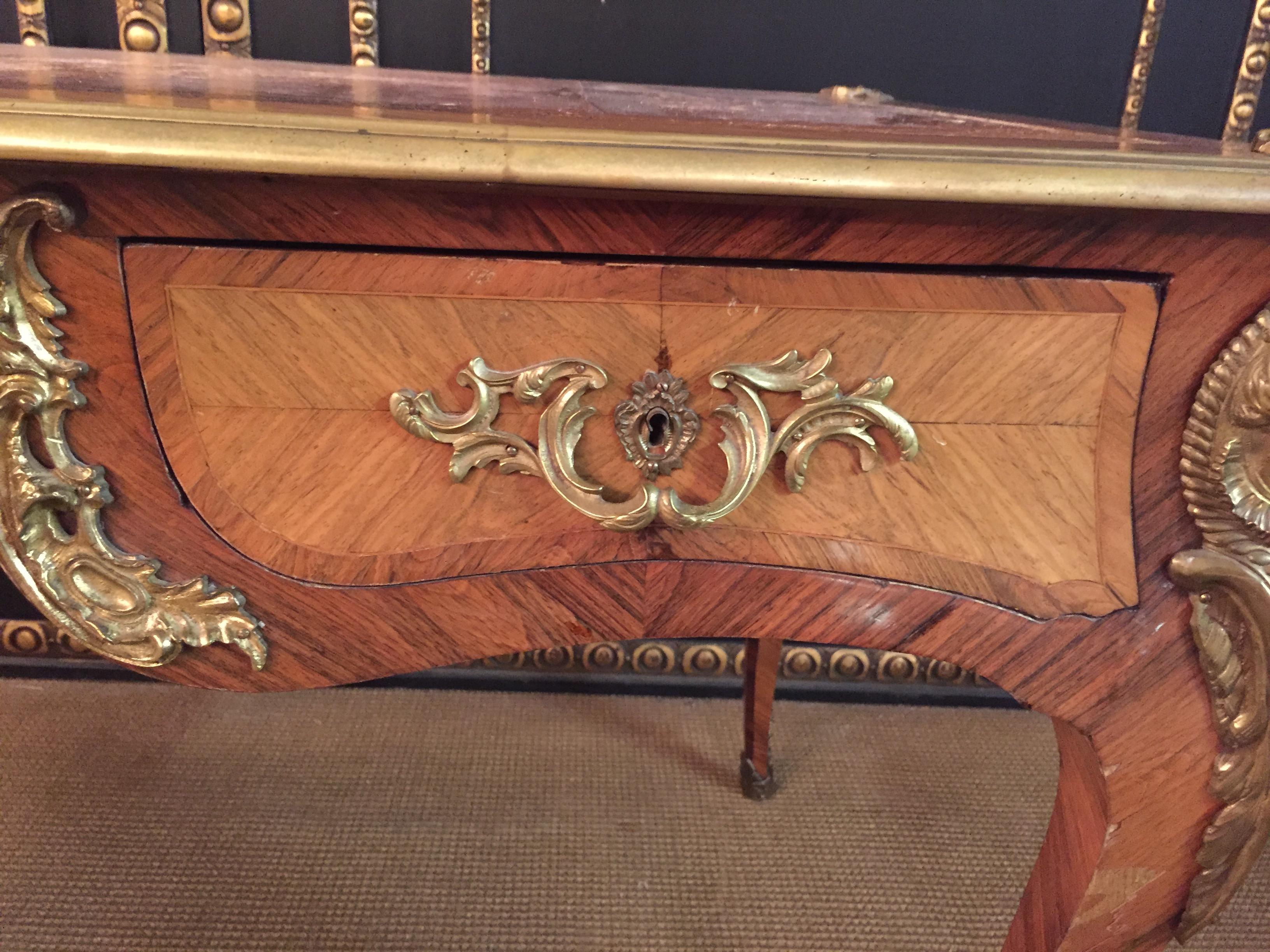 19th Century Louis XV Style Bureau Plat Writing Table 11