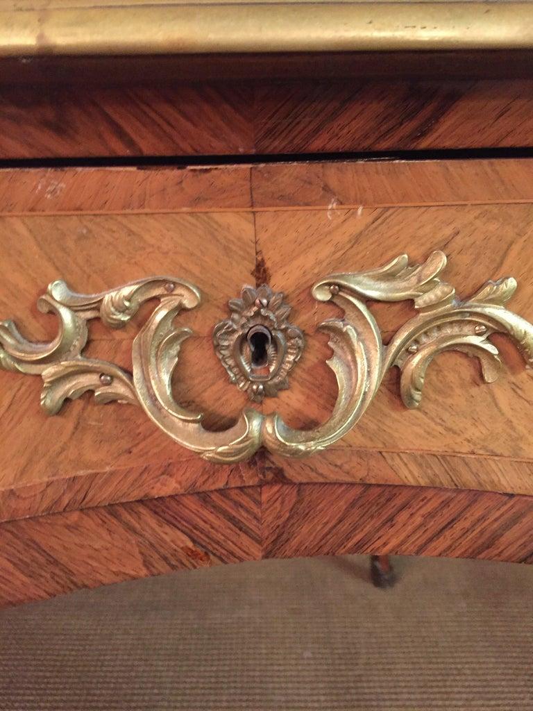 French 19th Century antique Louis XV Style Bureau Plat Writing Table bronze For Sale