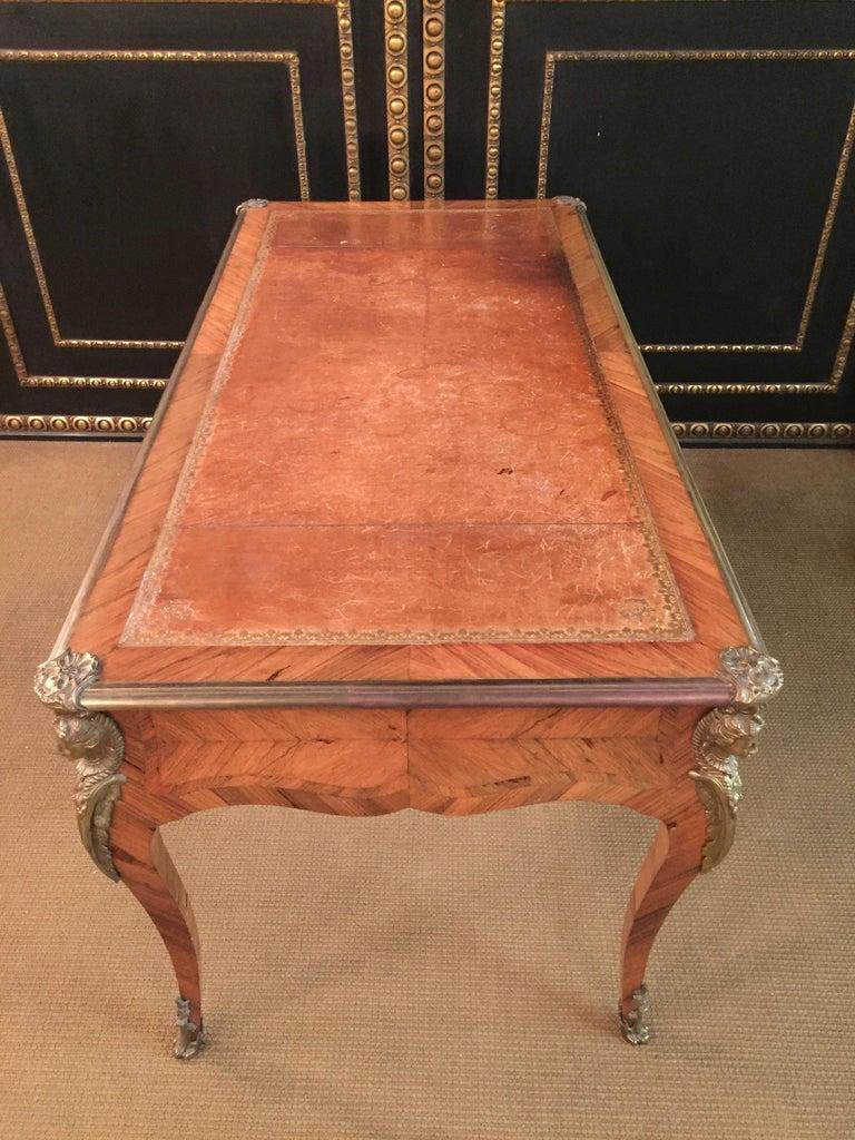 19th Century antique Louis XV Style Bureau Plat Writing Table bronze In Good Condition For Sale In Berlin, DE