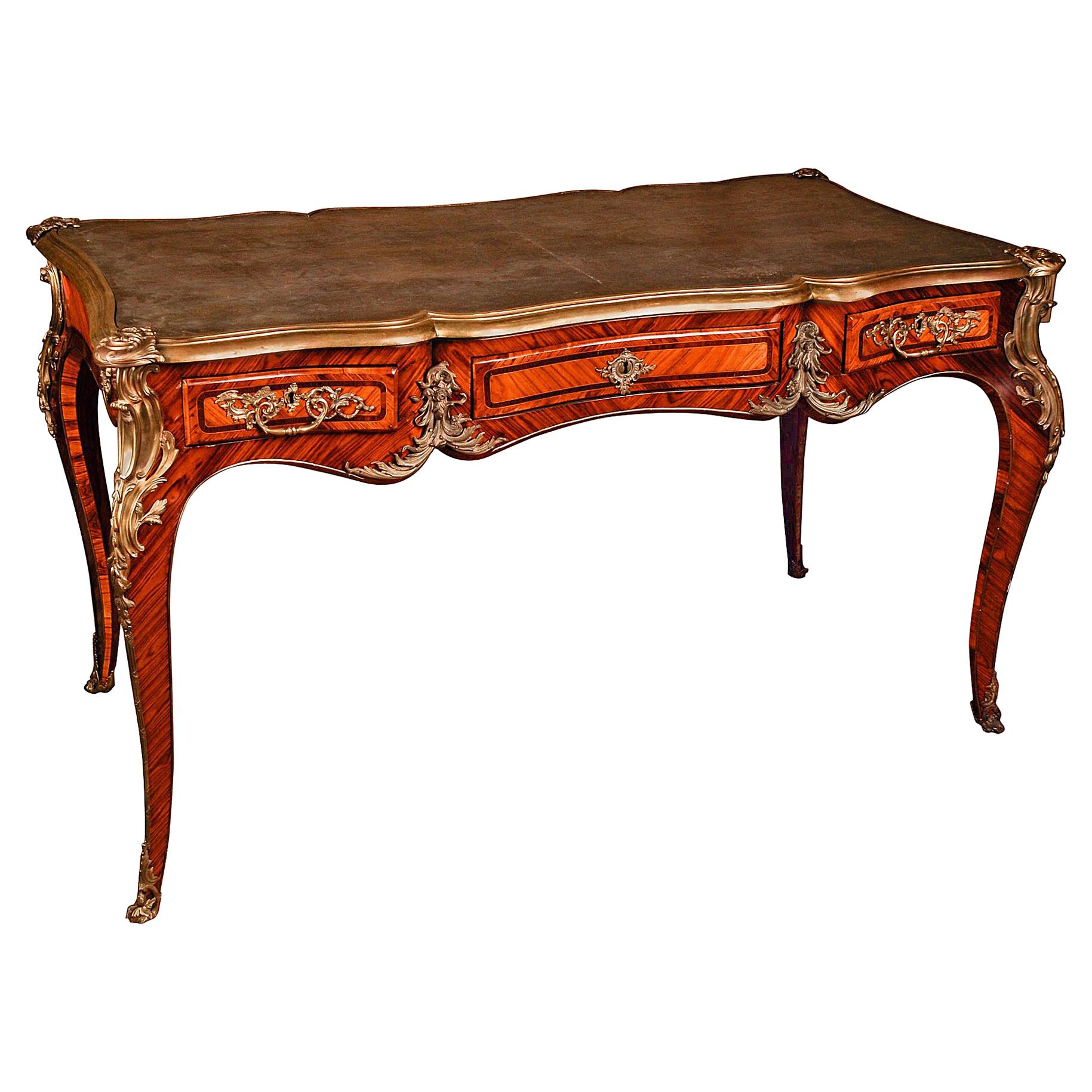 19th Century Louis XV Style Bureau Plat Writing Table