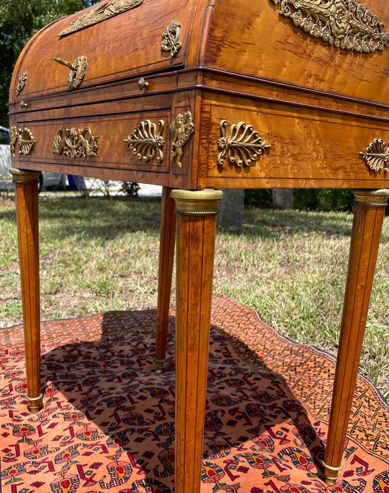 19th Century Louis XV Style Burlwood Ormolu Mounted Lady’s Desk For Sale 15