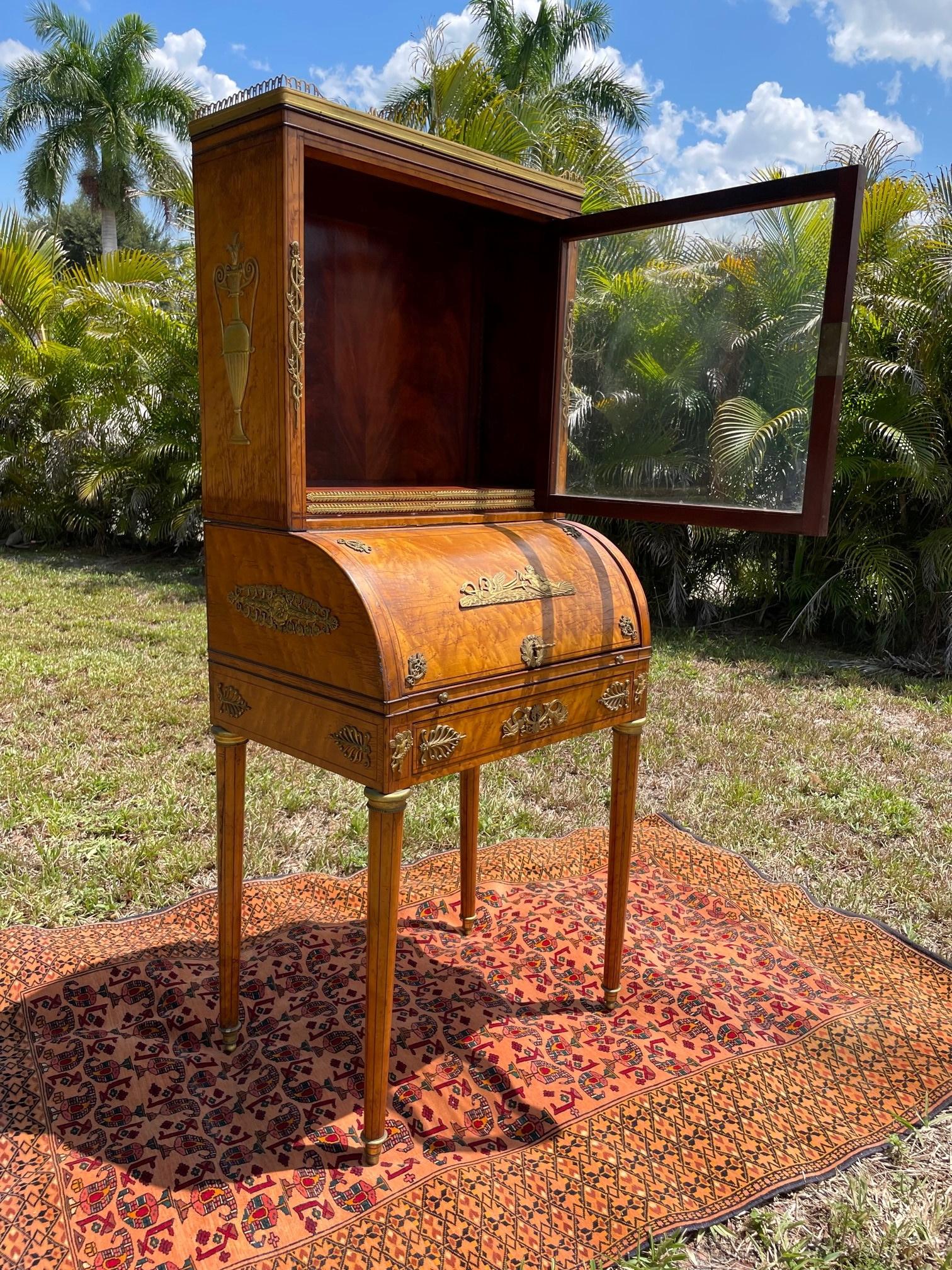 19th Century Louis XV Style Burlwood Ormolu Mounted Lady’s Desk In Good Condition For Sale In Vero Beach, FL