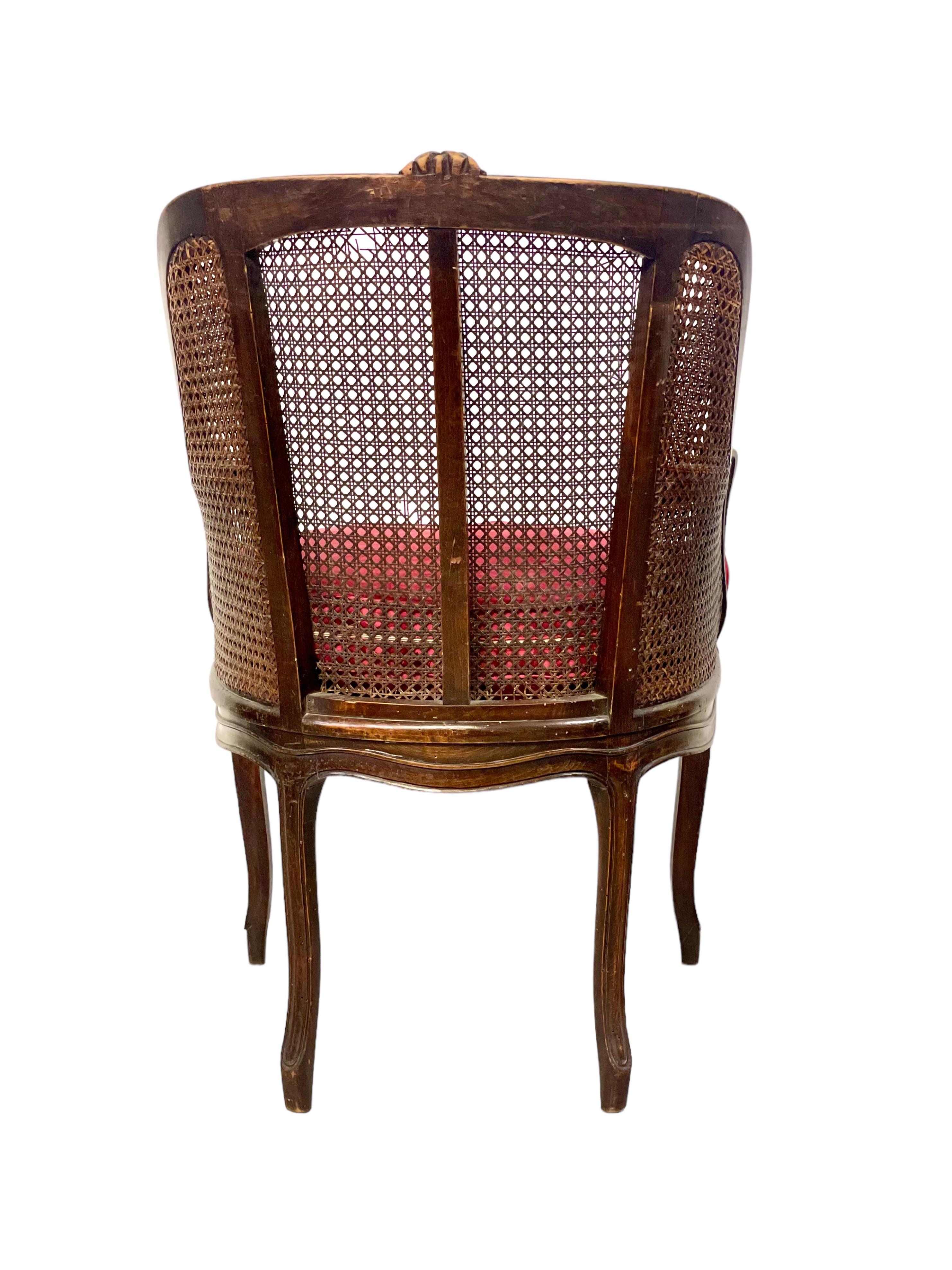 19th Century Louis XV Style Caned Bergère Chair For Sale 7