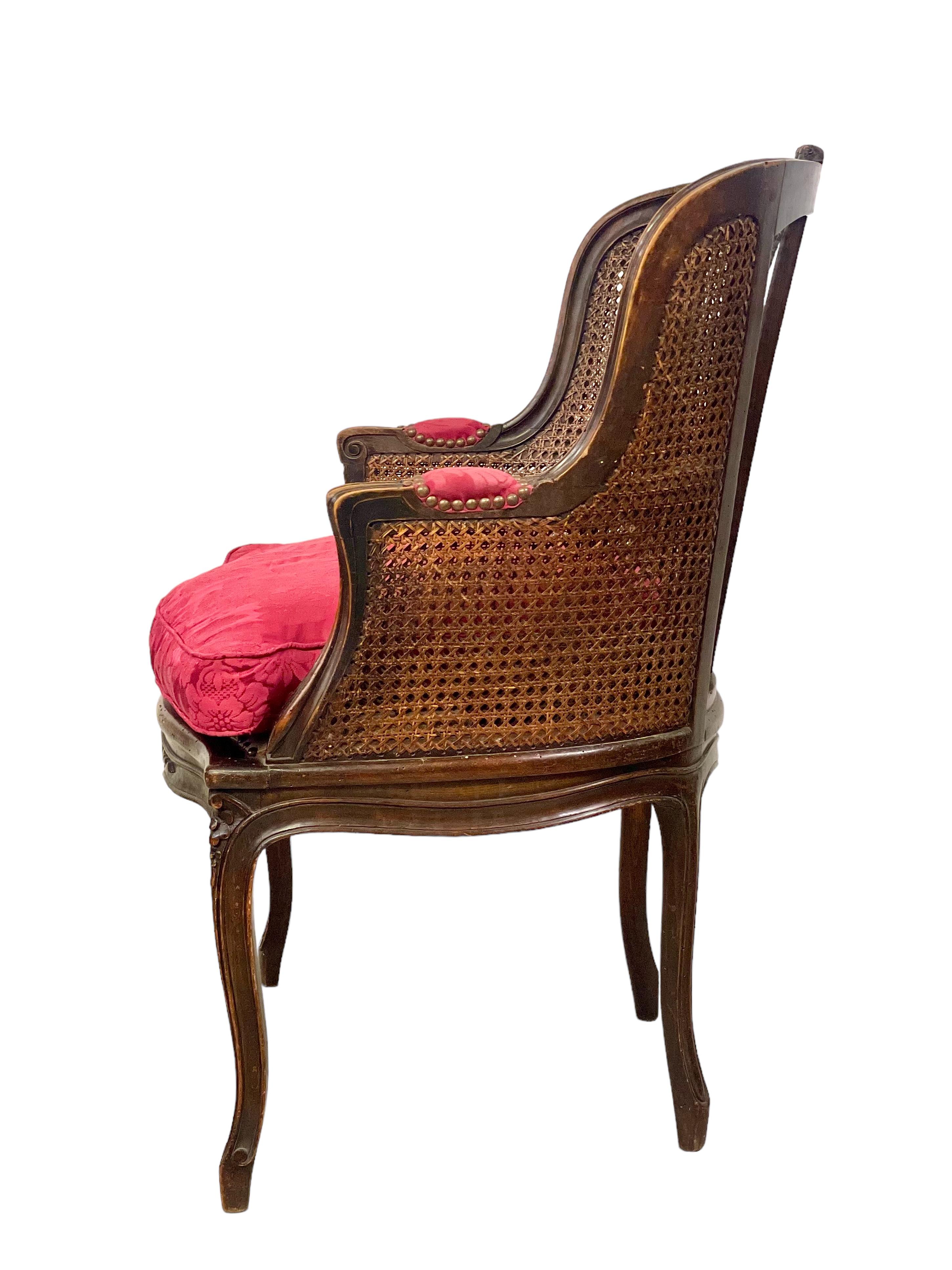 19th Century Louis XV Style Caned Bergère Chair For Sale 8