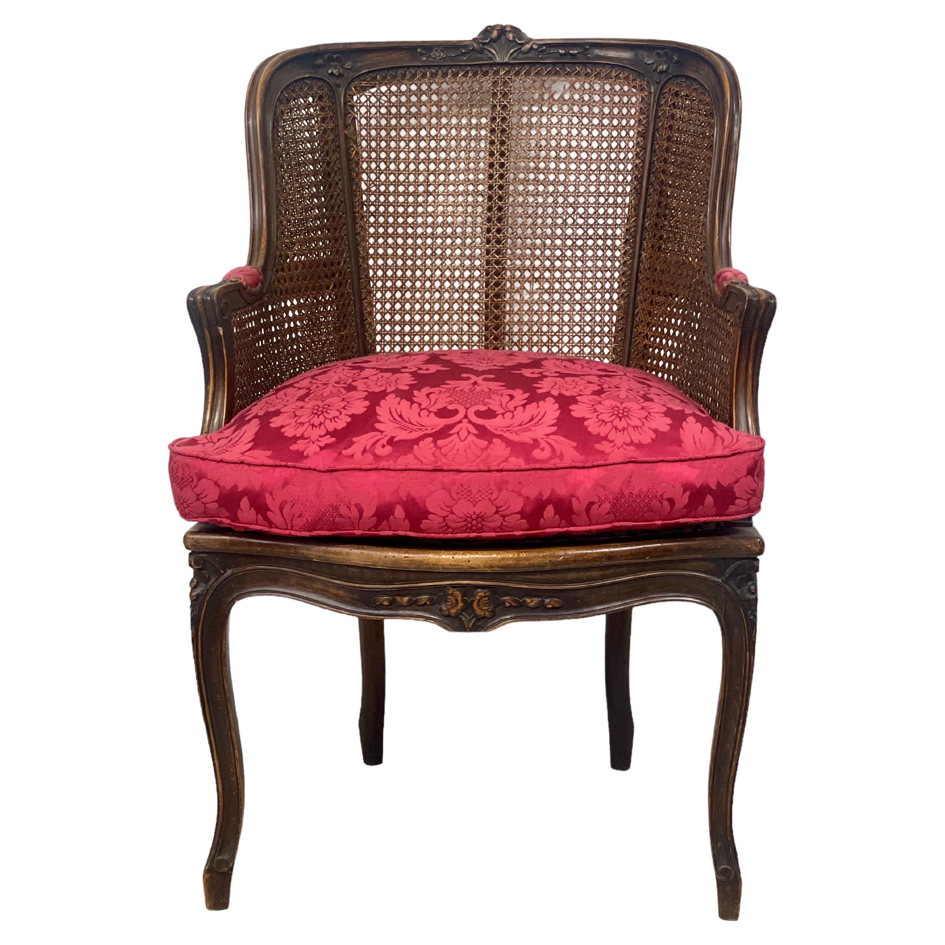19th Century Louis XV Style Caned Bergère Chair For Sale