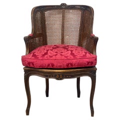 Bergère-Stuhl im Louis-XV-Stil des 19. Jahrhunderts mit Rohrgeflecht