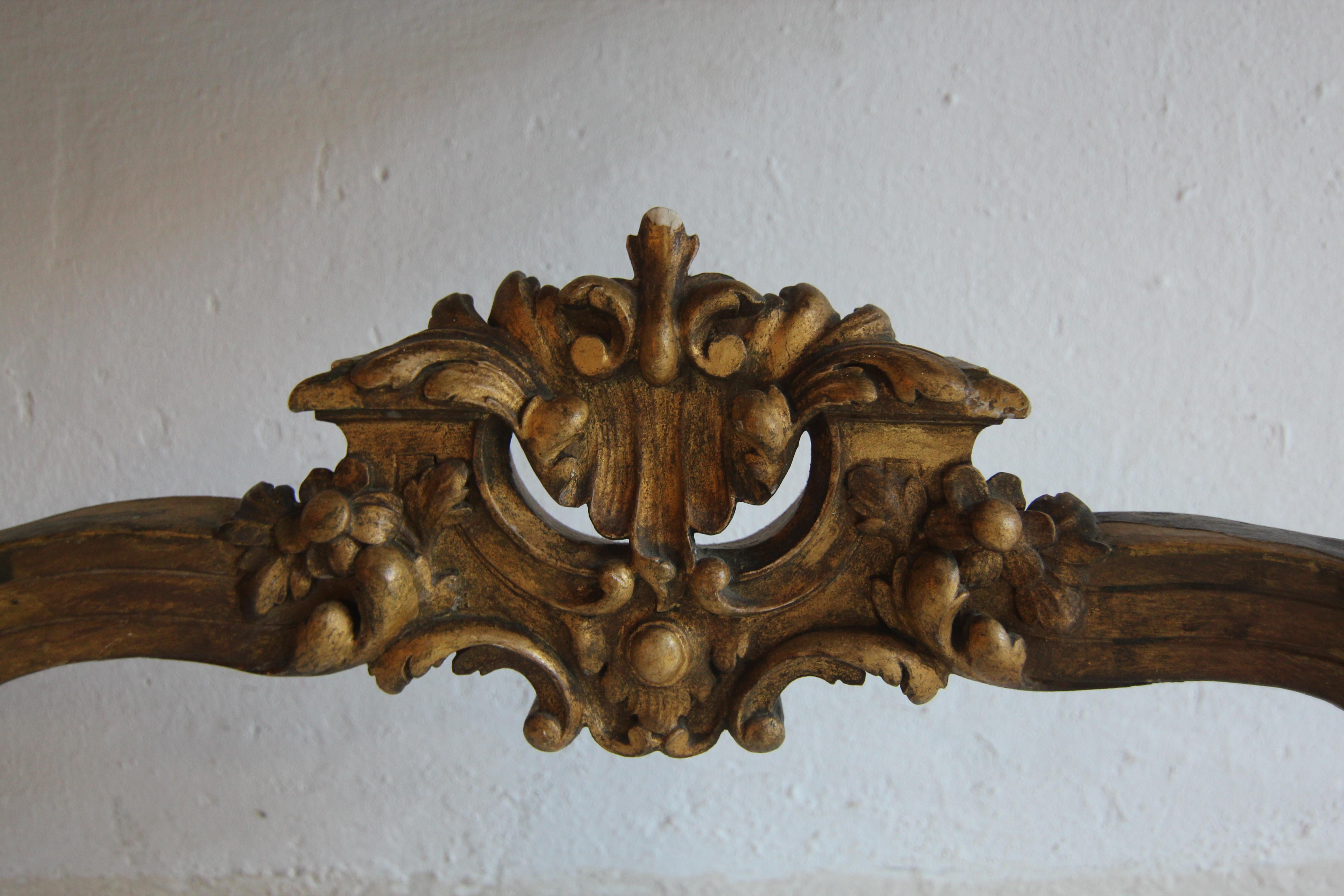 19th Century Louis XV Style Carved Giltwood Console Table with Marble Top For Sale 12