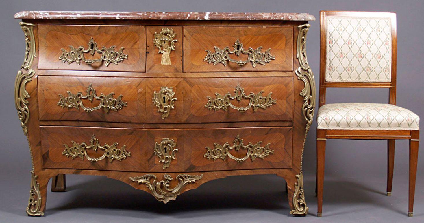 19th Century Louis XV Style Chest of Drawers with Marble Top For Sale 9