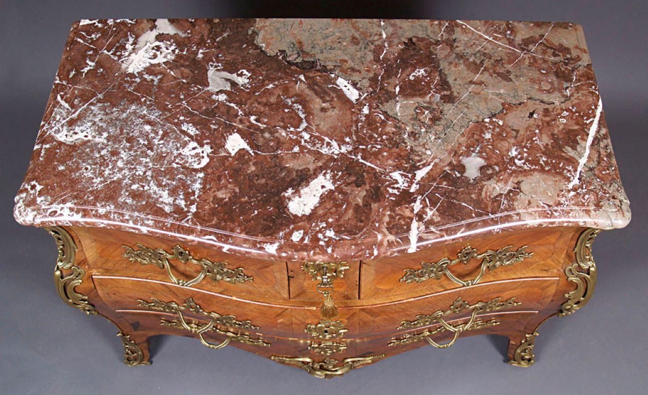 19th Century Louis XV Style Chest of Drawers with Marble Top In Good Condition For Sale In Liverpool, GB