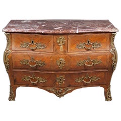 19th Century Louis XV Style Chest of Drawers with Marble Top