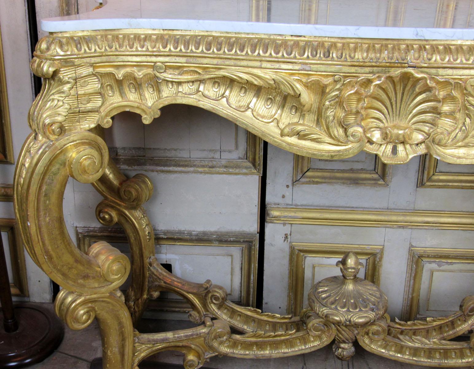Carrara Marble 19th Century Louis XV Style Console For Sale