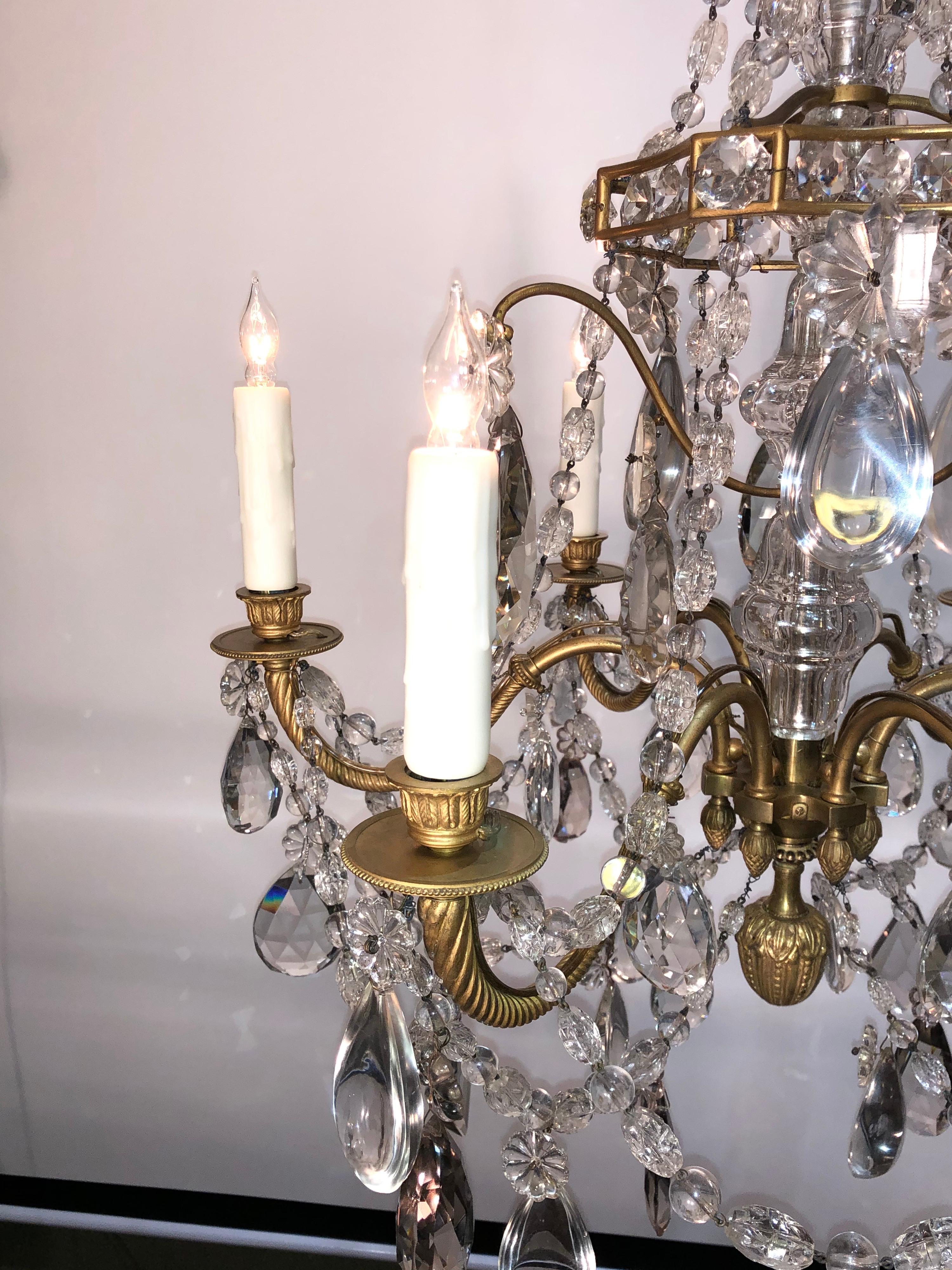 19th Century Louis XV Style Crystal and Gilt Bronze Chandelier For Sale 7