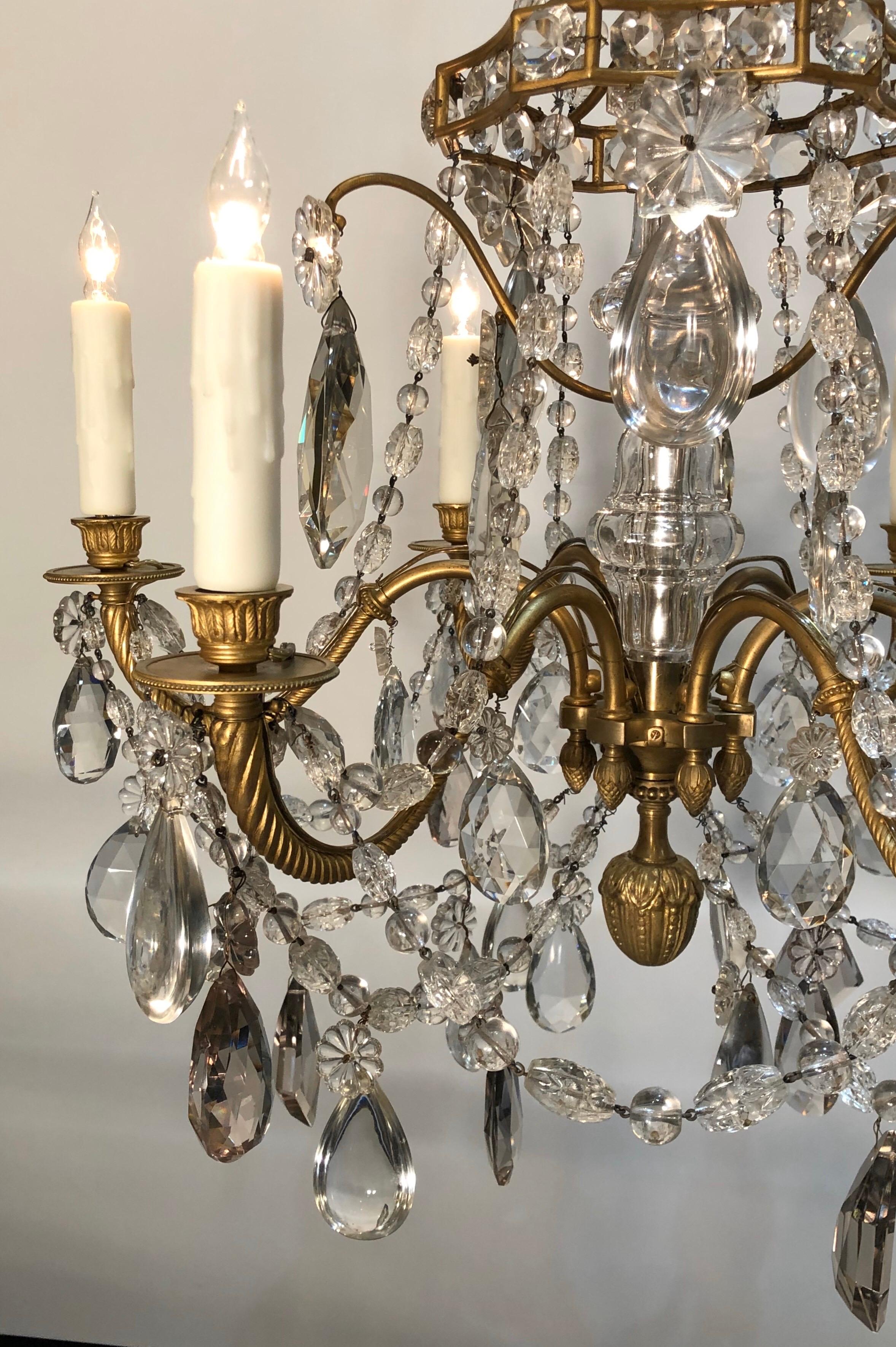 19th Century Louis XV Style Crystal and Gilt Bronze Chandelier For Sale 8