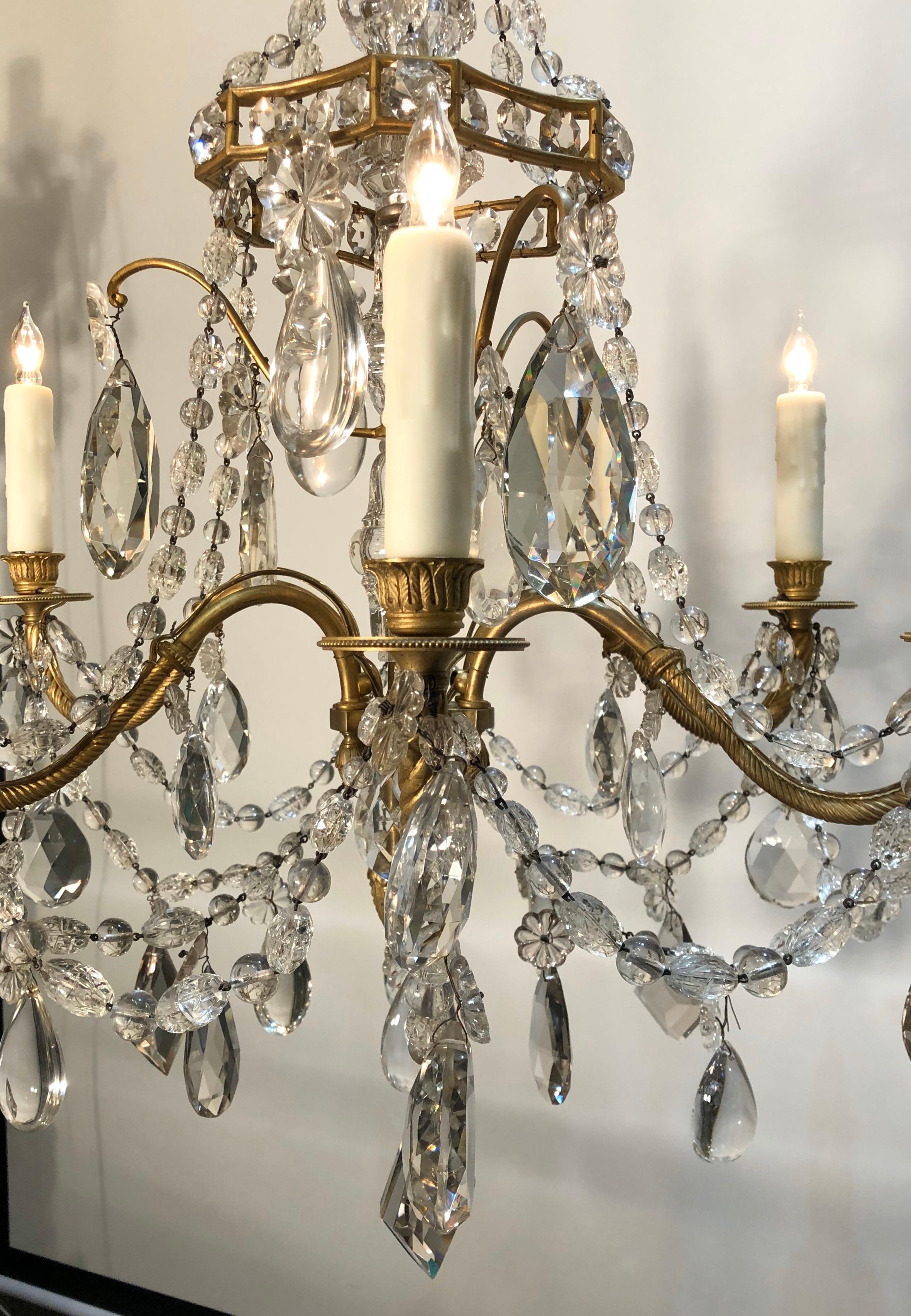 19th Century Louis XV Style Crystal and Gilt Bronze Chandelier For Sale 10