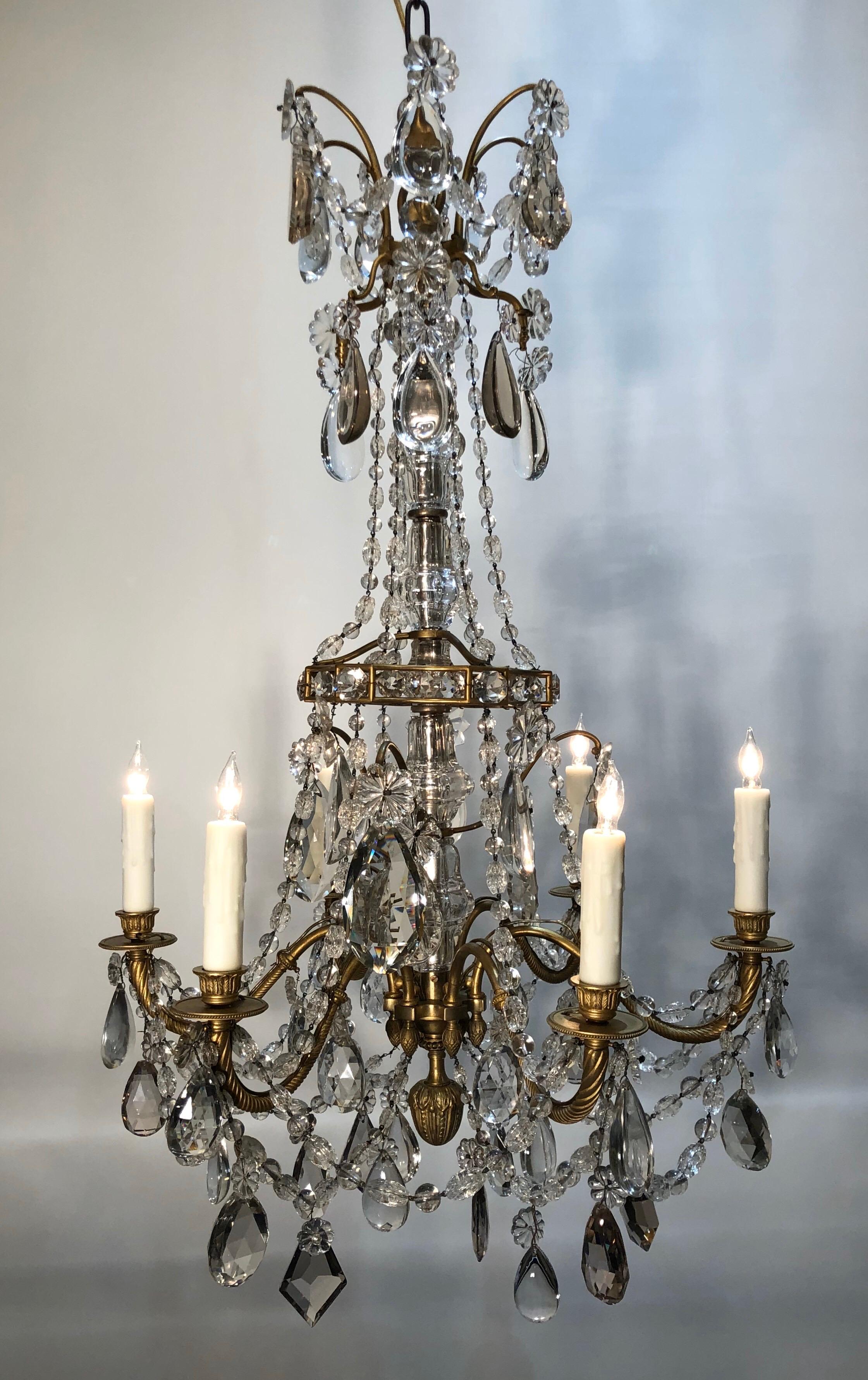 Lustre de style Louis XV du XIXe siècle en cristal et bronze doré en vente 11