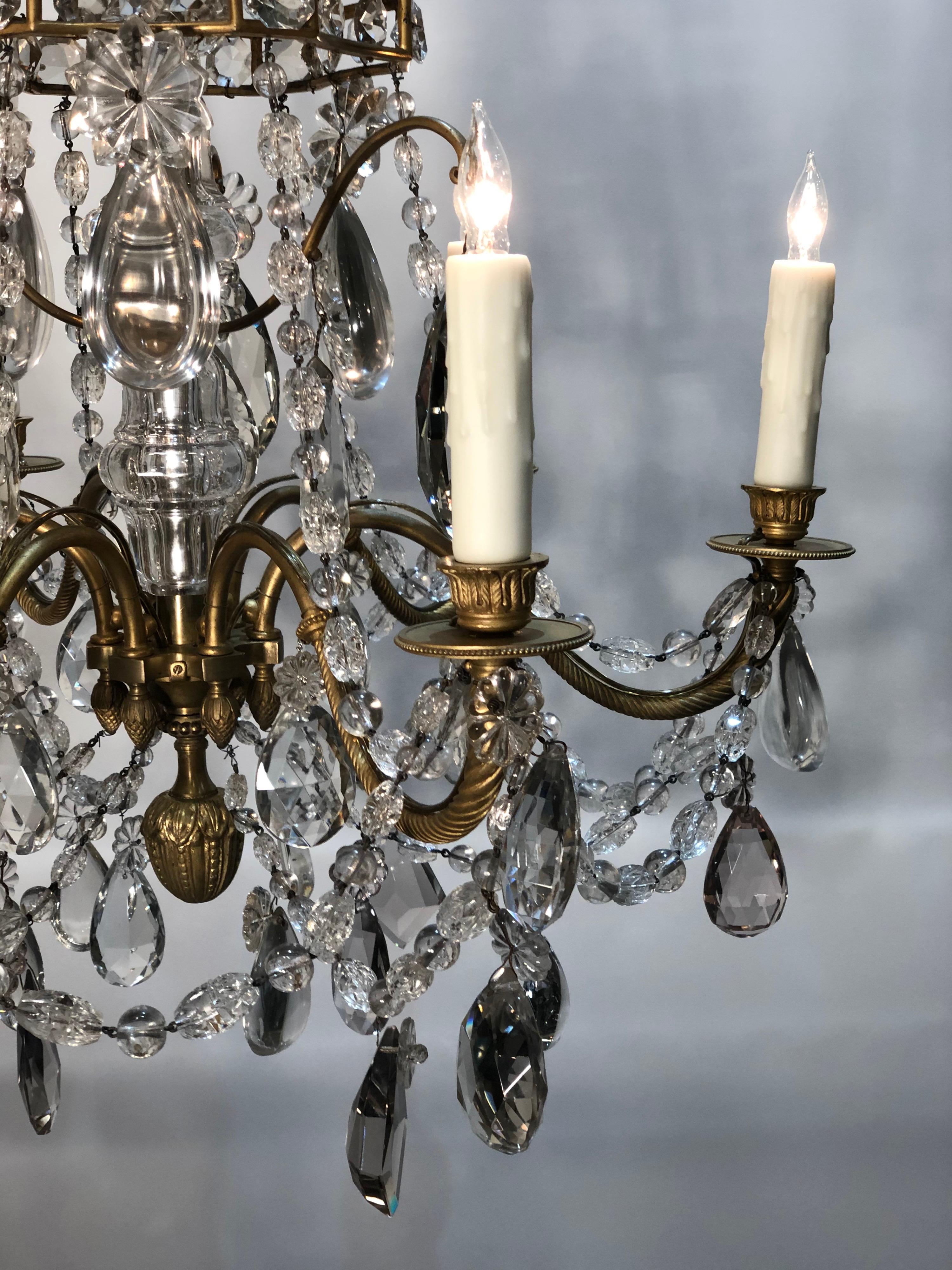 19th Century Louis XV Style Crystal and Gilt Bronze Chandelier In Good Condition For Sale In Charleston, SC