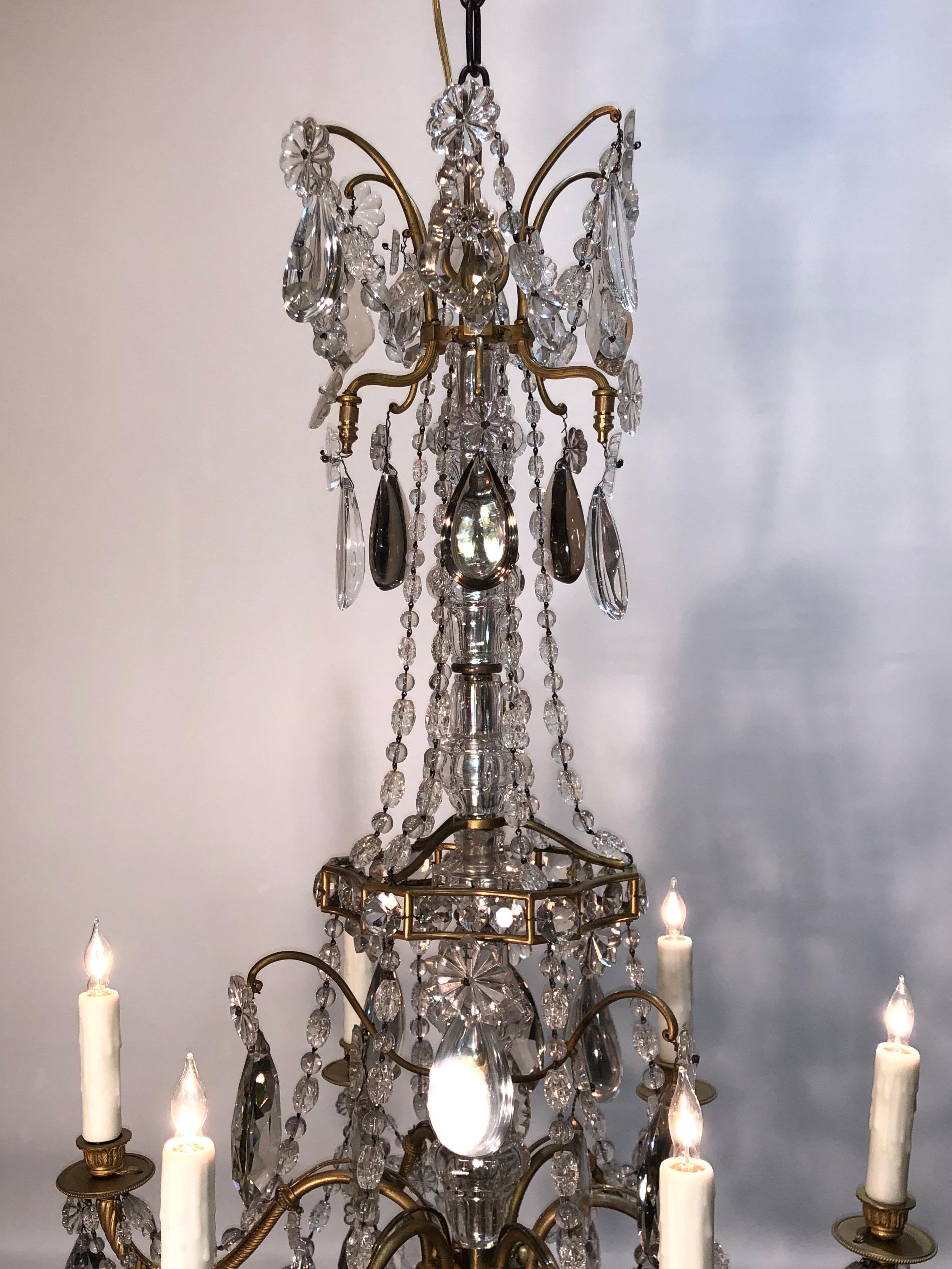 19th Century Louis XV Style Crystal and Gilt Bronze Chandelier For Sale 4