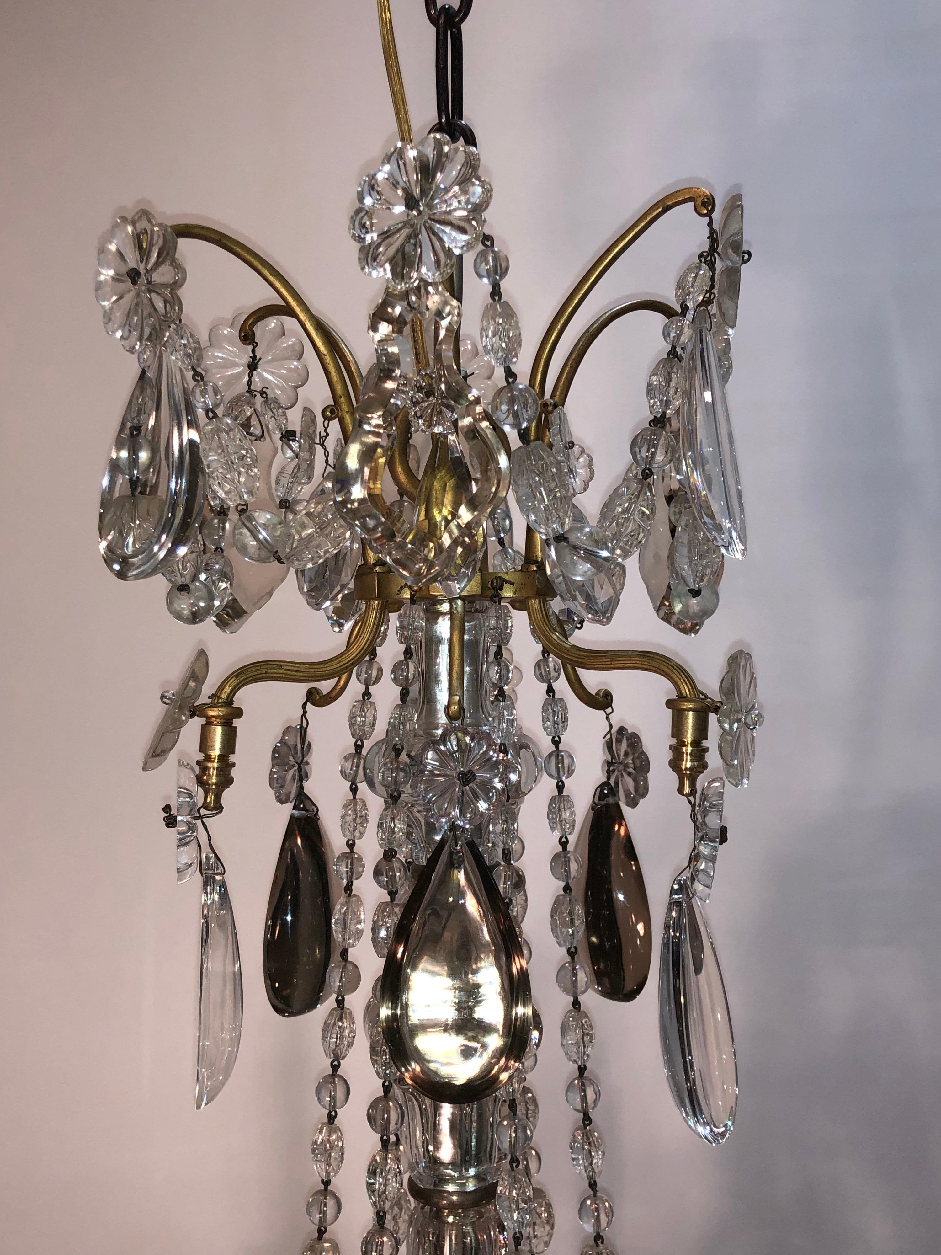 Lustre de style Louis XV du XIXe siècle en cristal et bronze doré en vente 4
