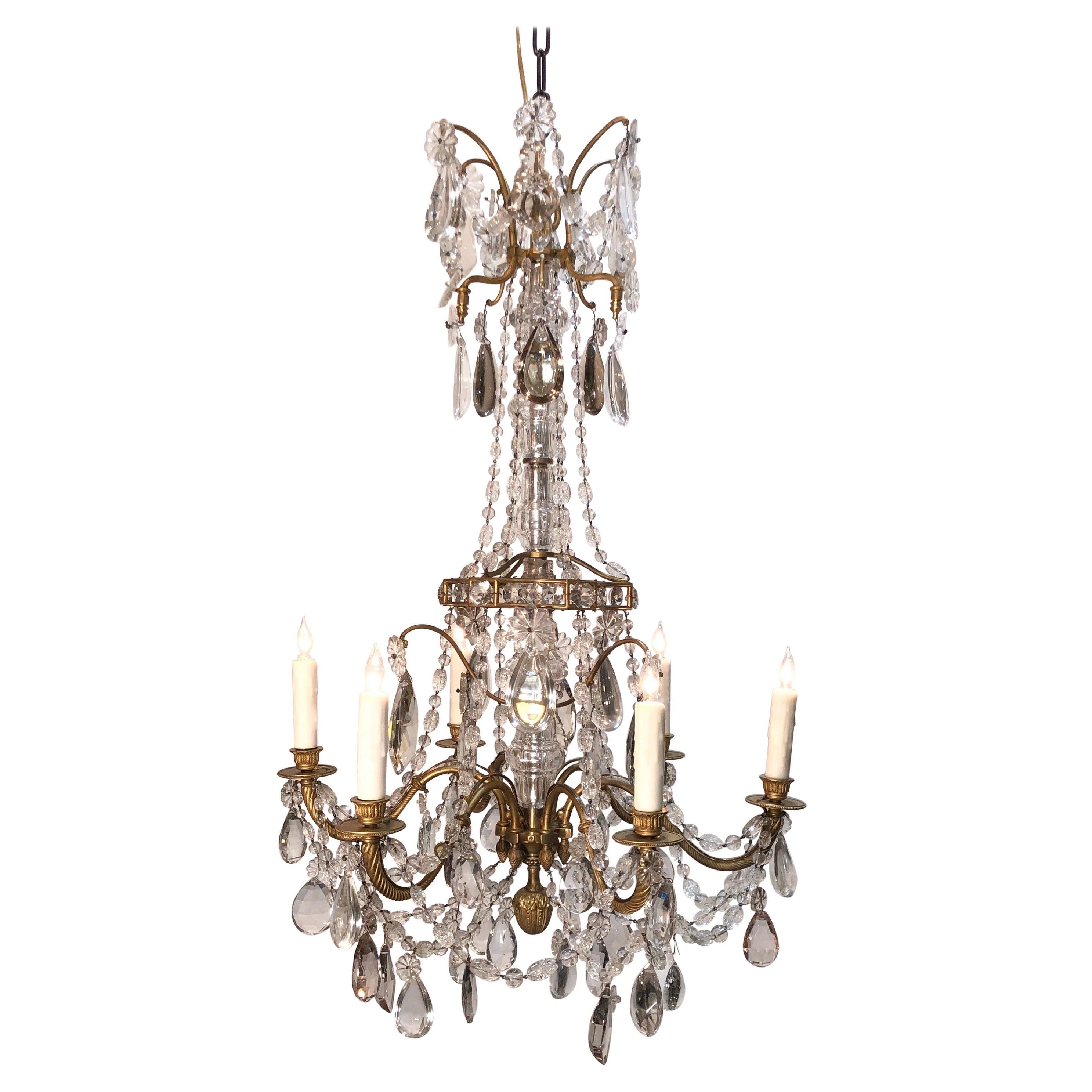 Lustre de style Louis XV du XIXe siècle en cristal et bronze doré en vente