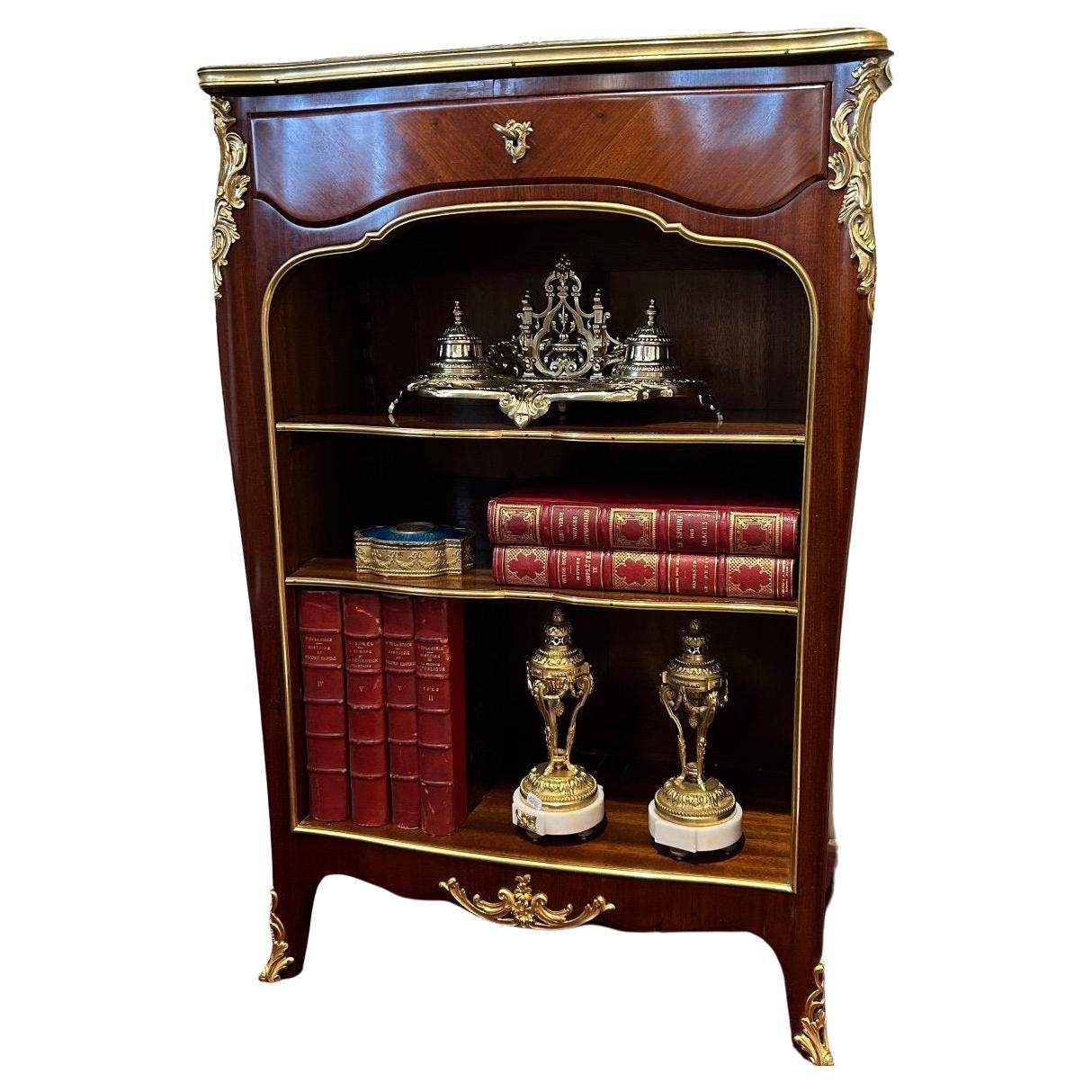 19th Century Louis XV Style Dainty Mahogany Bookcase, Stamped For Sale