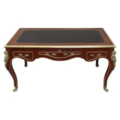 19th Century Louis XV Style Desk with Bronze Mold and Figures