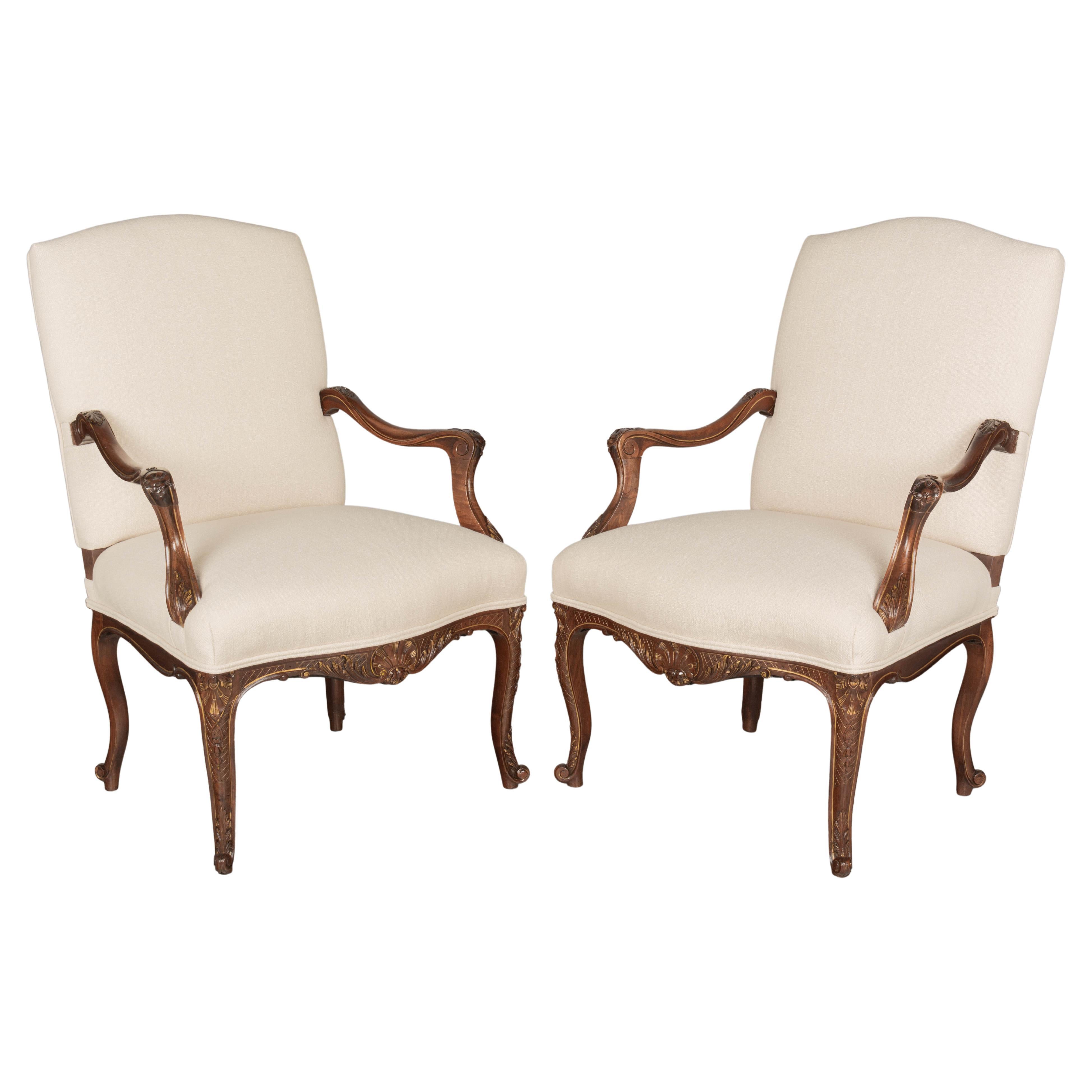 19th Century Louis XV Style Fauteuils or Armchairs, a Pair For Sale at ...