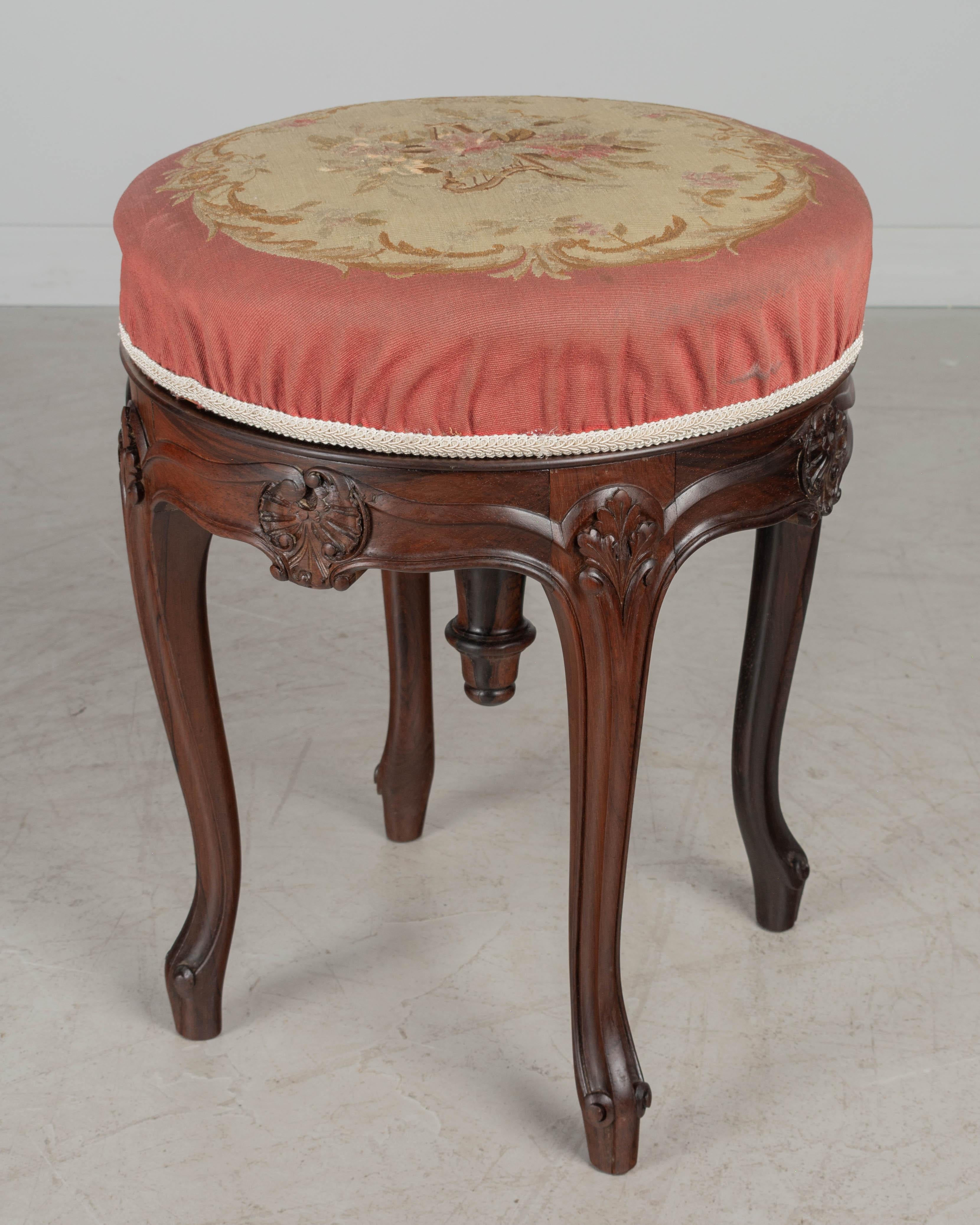 Hand-Crafted 19th Century Louis XV Style French Adjustable Stool For Sale